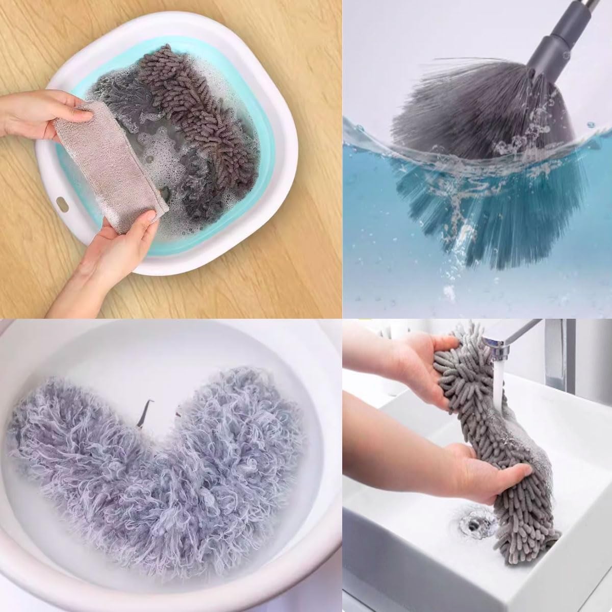 Microfiber Feather Duster Kit with 100” Extension Pole 6 PCS Reusable Bendabl…