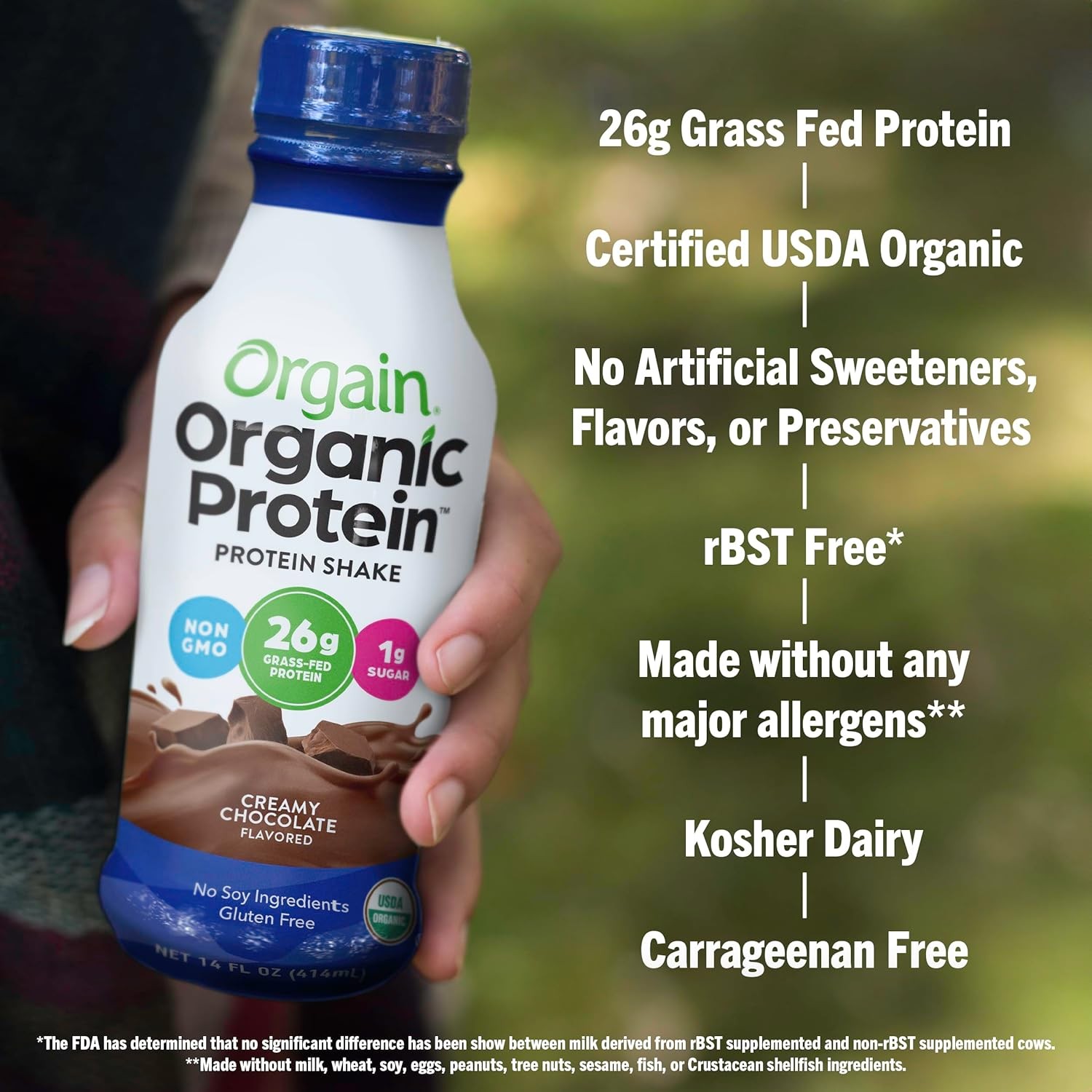 Orgain Organic Protein Shake, Grass Fed Dairy, Creamy Chocolate – 26g High Pro