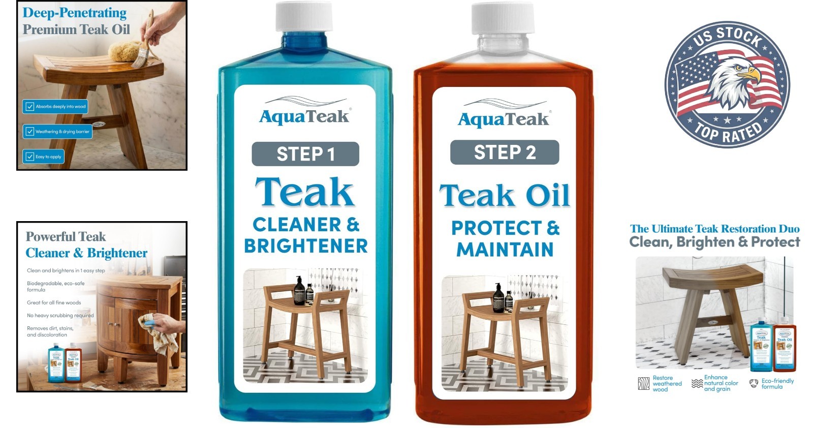 Wood Restoration Duo – 6oz Teak Cleaner and Oil for Stunning Furniture Revamp