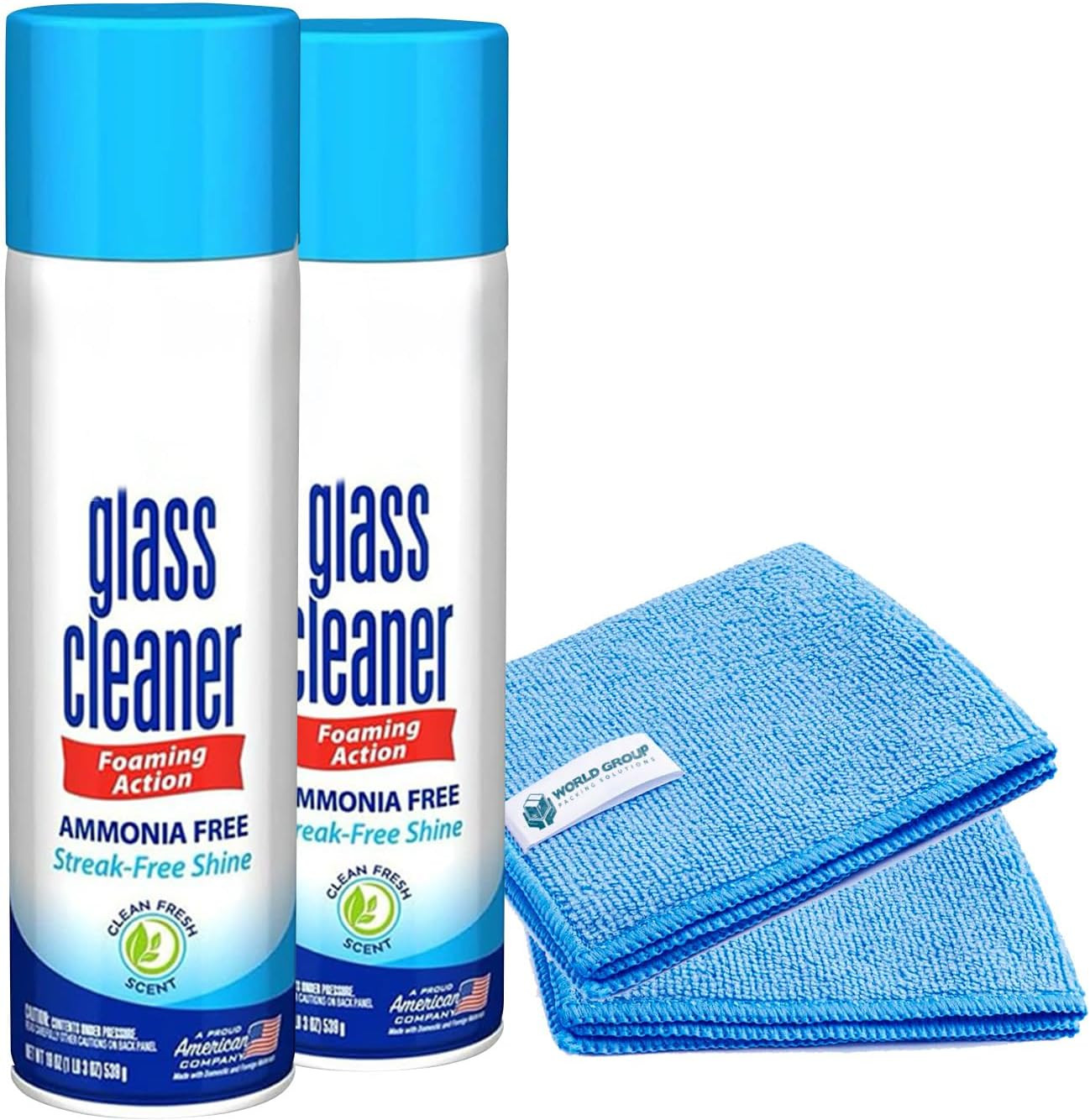 Glass Cleaner Foam, Foaming Action & Spray, 19Oz – 2 Pack – Clean Fresh Scent –