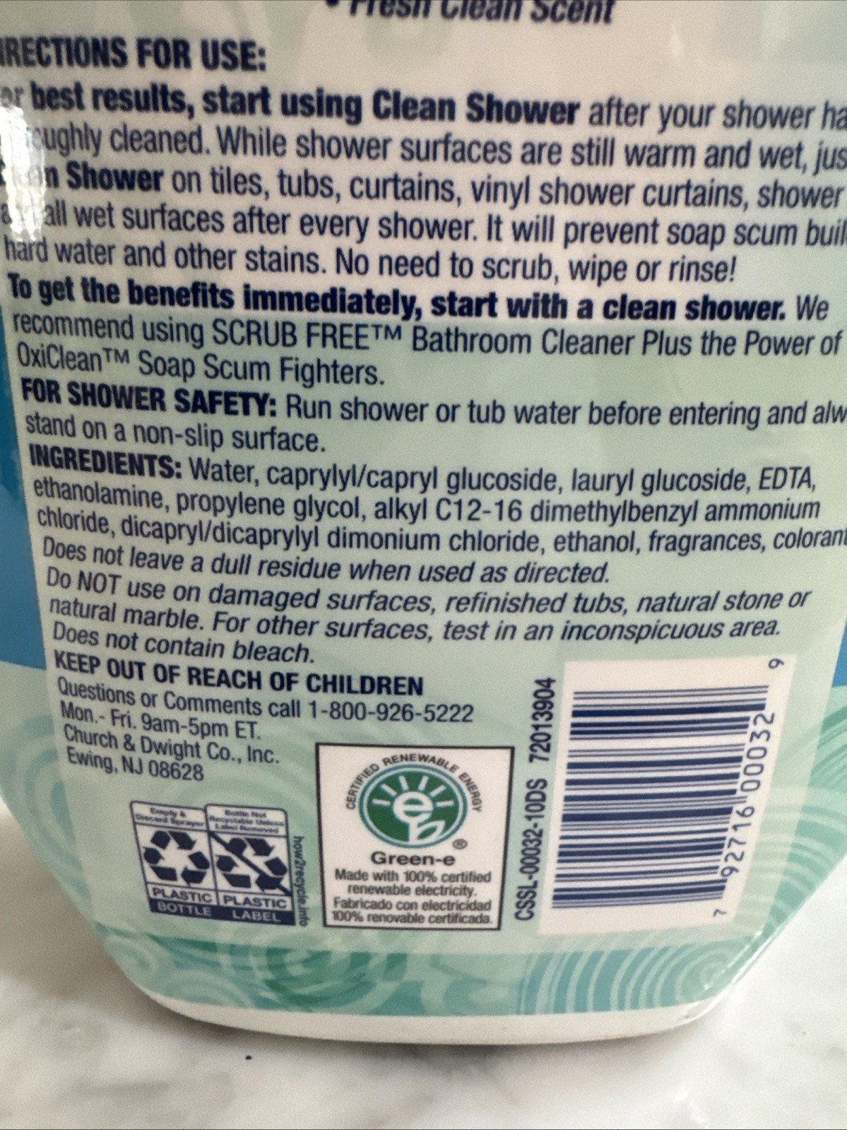 Clean Shower Original Daily Shower Spray, 32oz. – Pack of 2