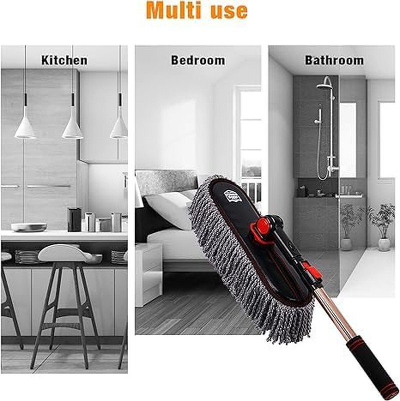 Car Duster Exterior with Extendable Handle, Scratch Free Auto Wash Brush Mop, In