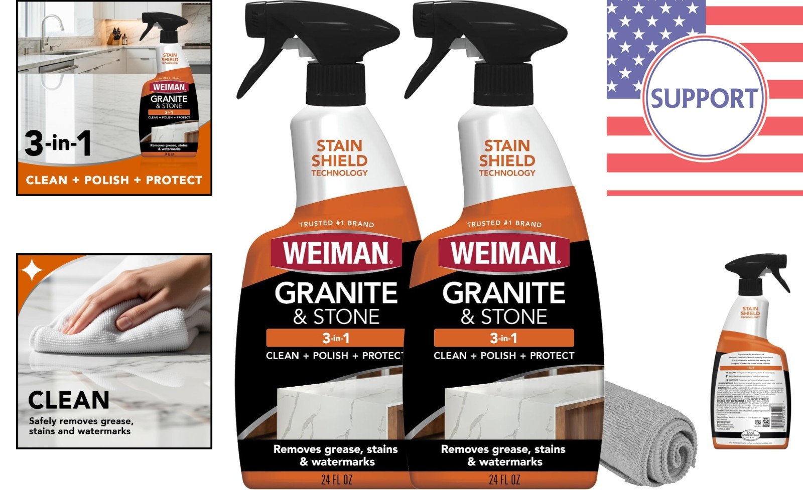 Stain Shield Granite Cleaner Spray – 24oz Streak-Free Polish for Stone Surfaces