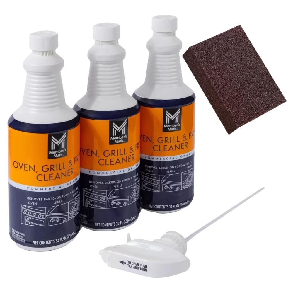 REYBLUE Commercial Oven Grill & Fryer Cleaner 32 oz 3-Pack + Cleaning Pad
