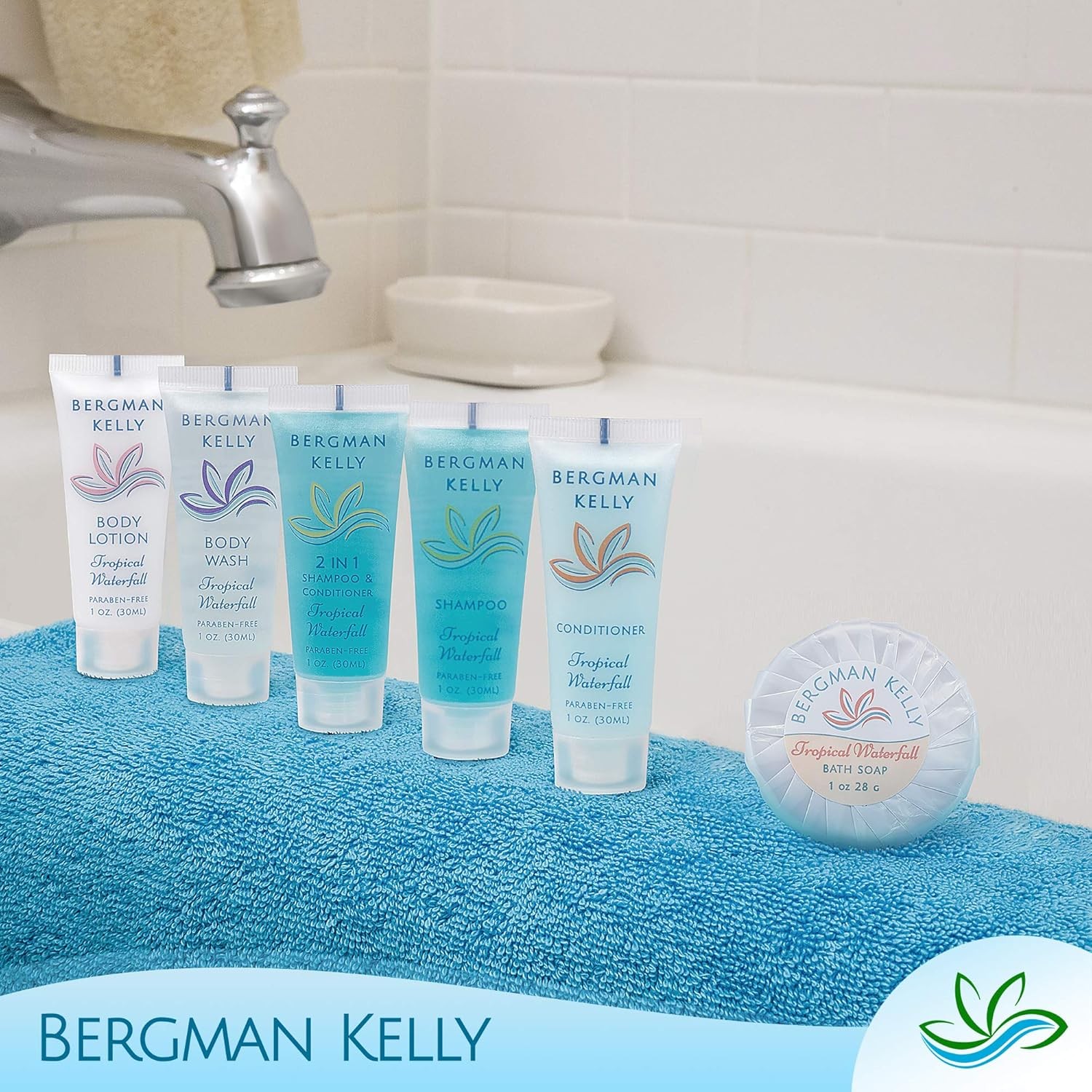 BERGMAN KELLY Hotel Toiletries Bundle (Tropical Waterfall, 1 oz each, 200 Piec