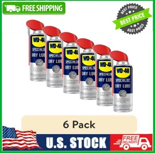 6 PACK WD-40 Specialist Dry Lube Long-Lasting Lubricant Smart Straw Spray, 10 oz