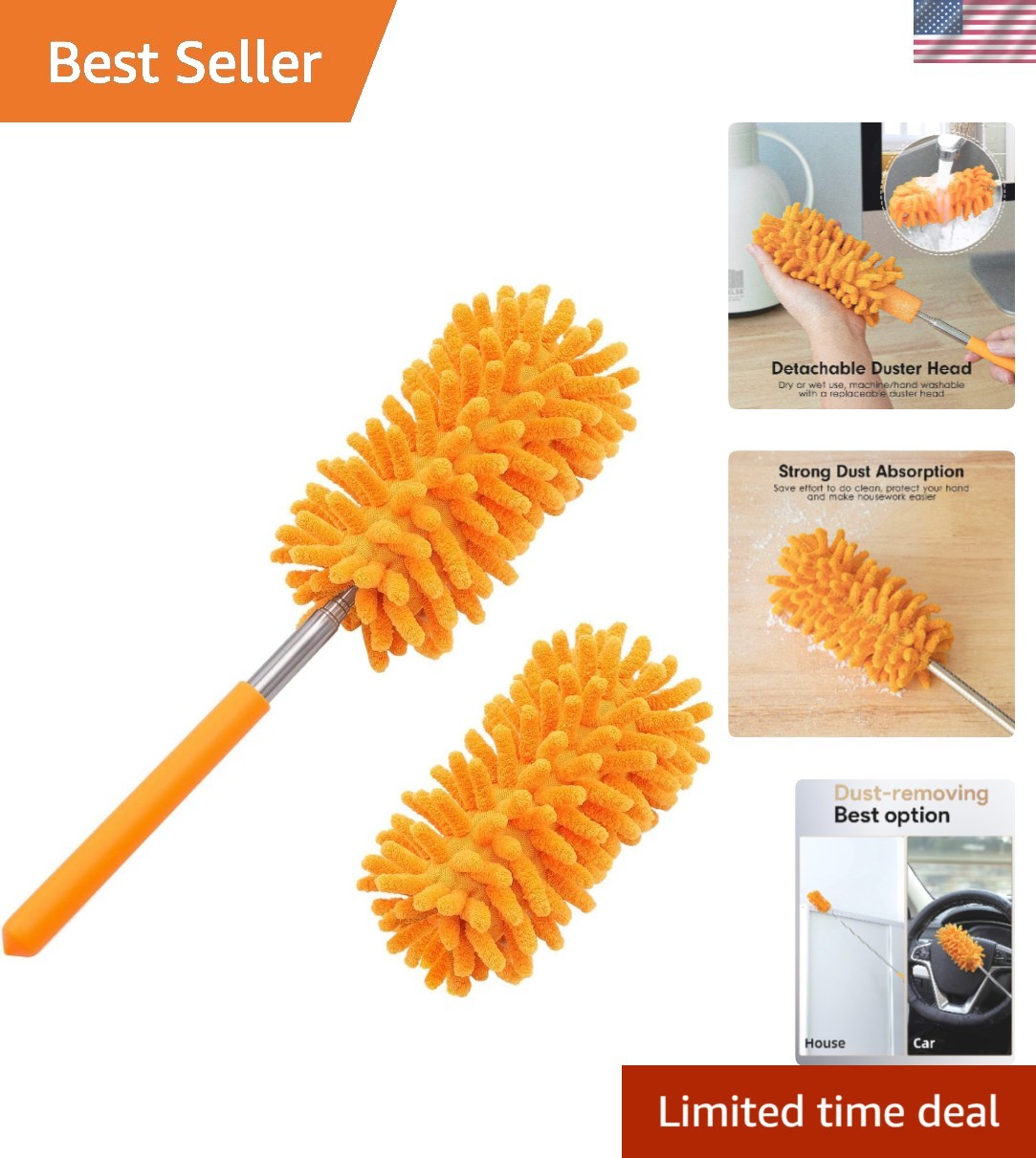 Soft Microfiber Duster with Detachable Heads – Essential for Spotless Cleaning