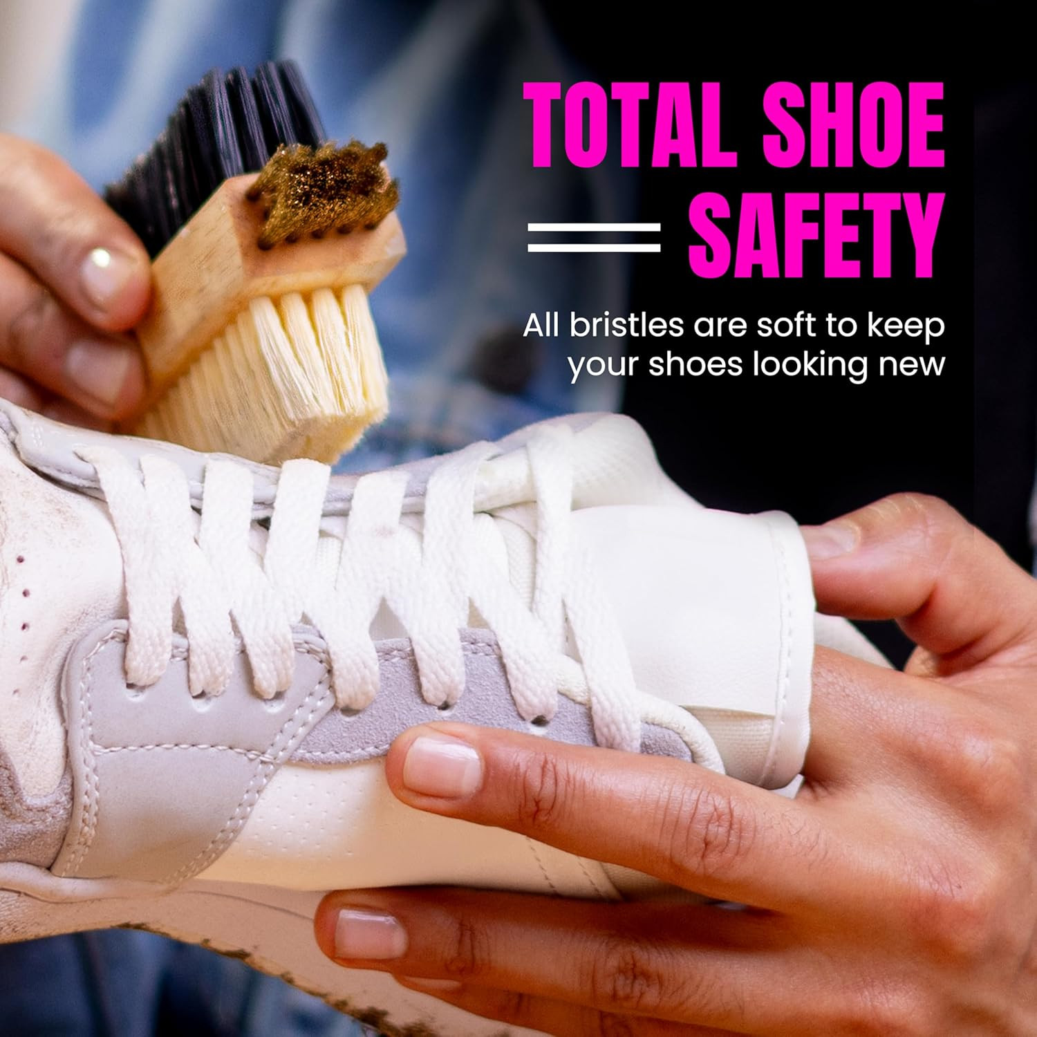 Multi Purpose Shoe Cleaning Brush – with Strong, Medium and Soft Bristles for Al