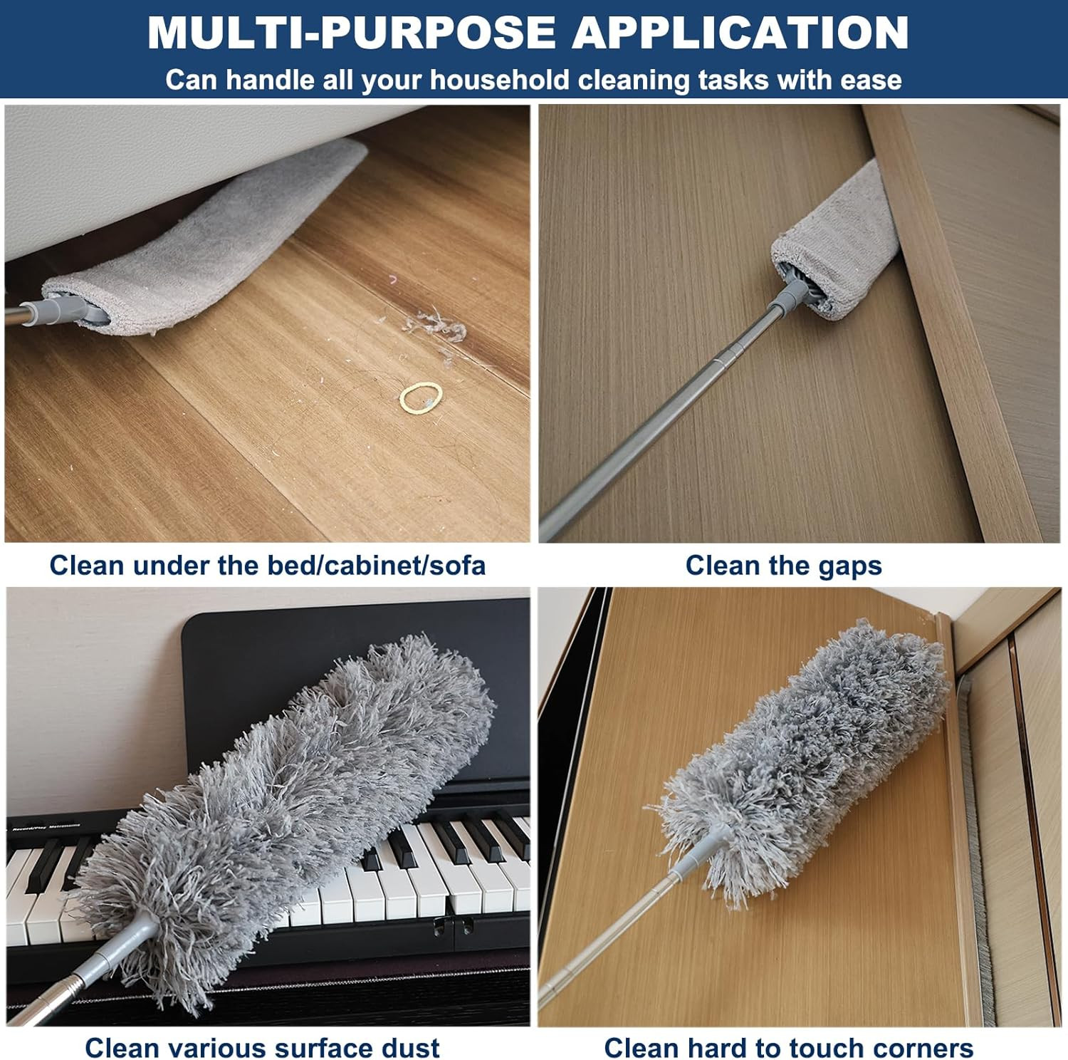 100 Inch Retractable Gap Dust Cleaner Cleaning Tools & Microfiber Feather Dus…