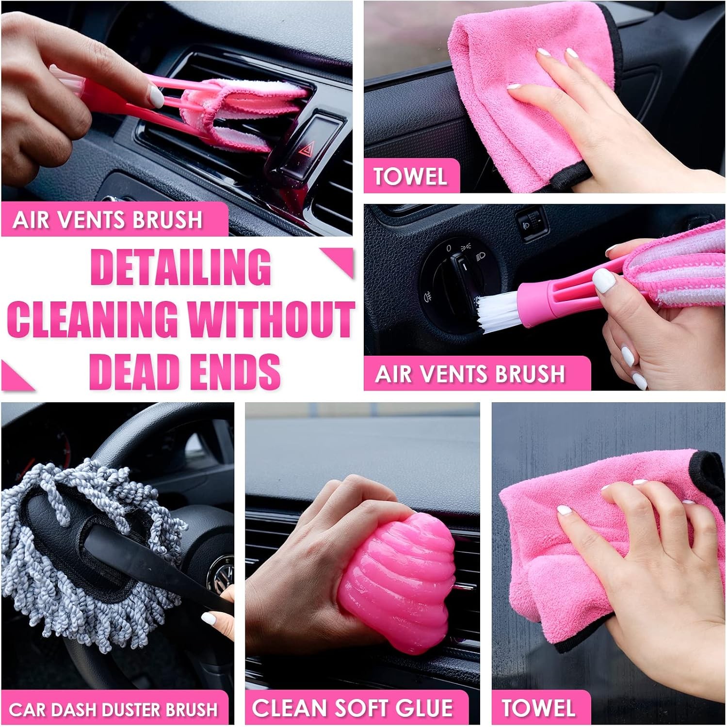 Car Cleaning Kit,CarInterior Detailing with Handheld Vacuum,Complete Accessories