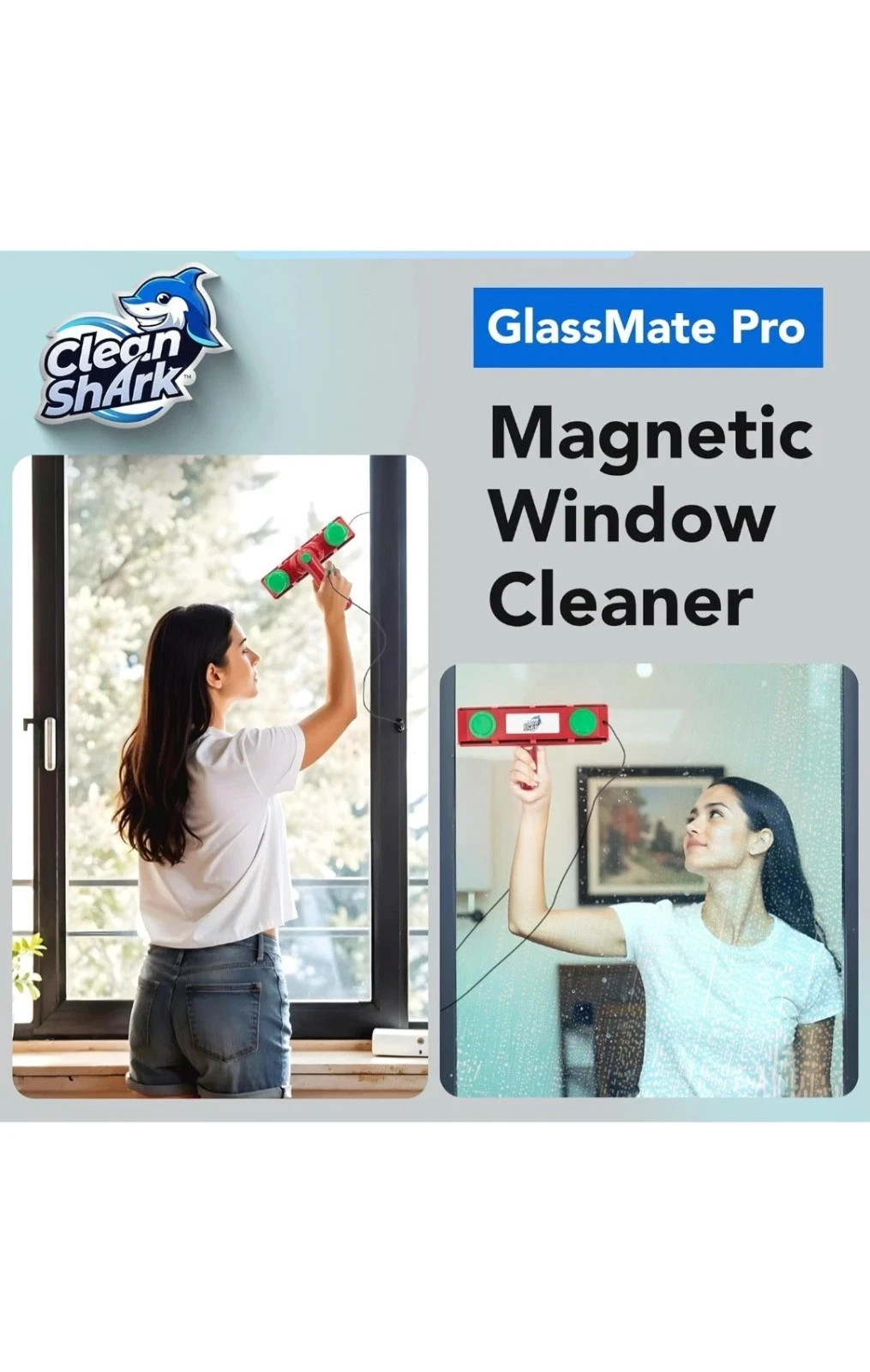 CleanShark Double Sided Magnetic Window Cleaner Tool V1