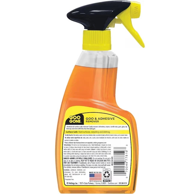 GOO GONE Original ADHESIVE Glue Gum Remover ~ Fresh Citrus & Surface Safe 12Oz