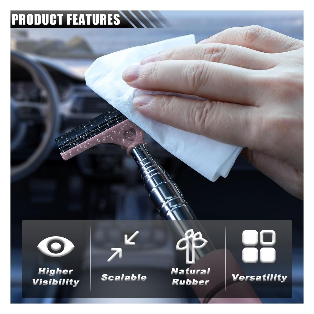Retractable Car Side Mirror Squeegee Rearview Mirror Cleaner Wiper for Vehicles