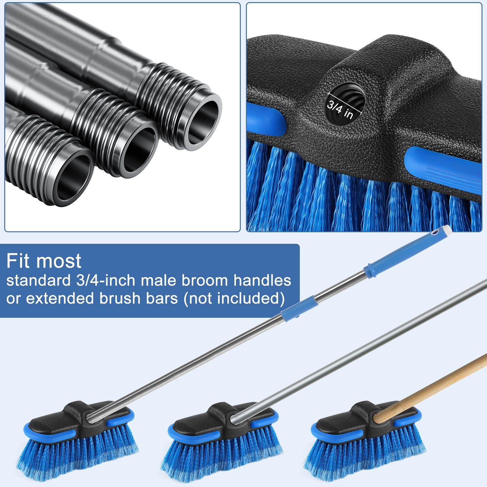 Car Wash Brush Head with Soft Bristle 8”, Car Cleaning Brush with Protective…