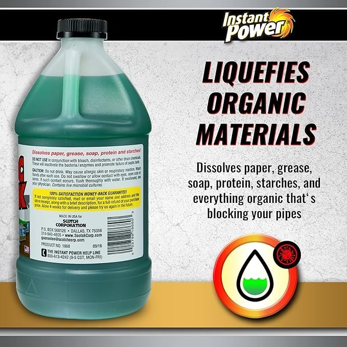 Instant Power Septic Shock – Septic Tank Treatment, Drain Cleaner Liquid Clog Re