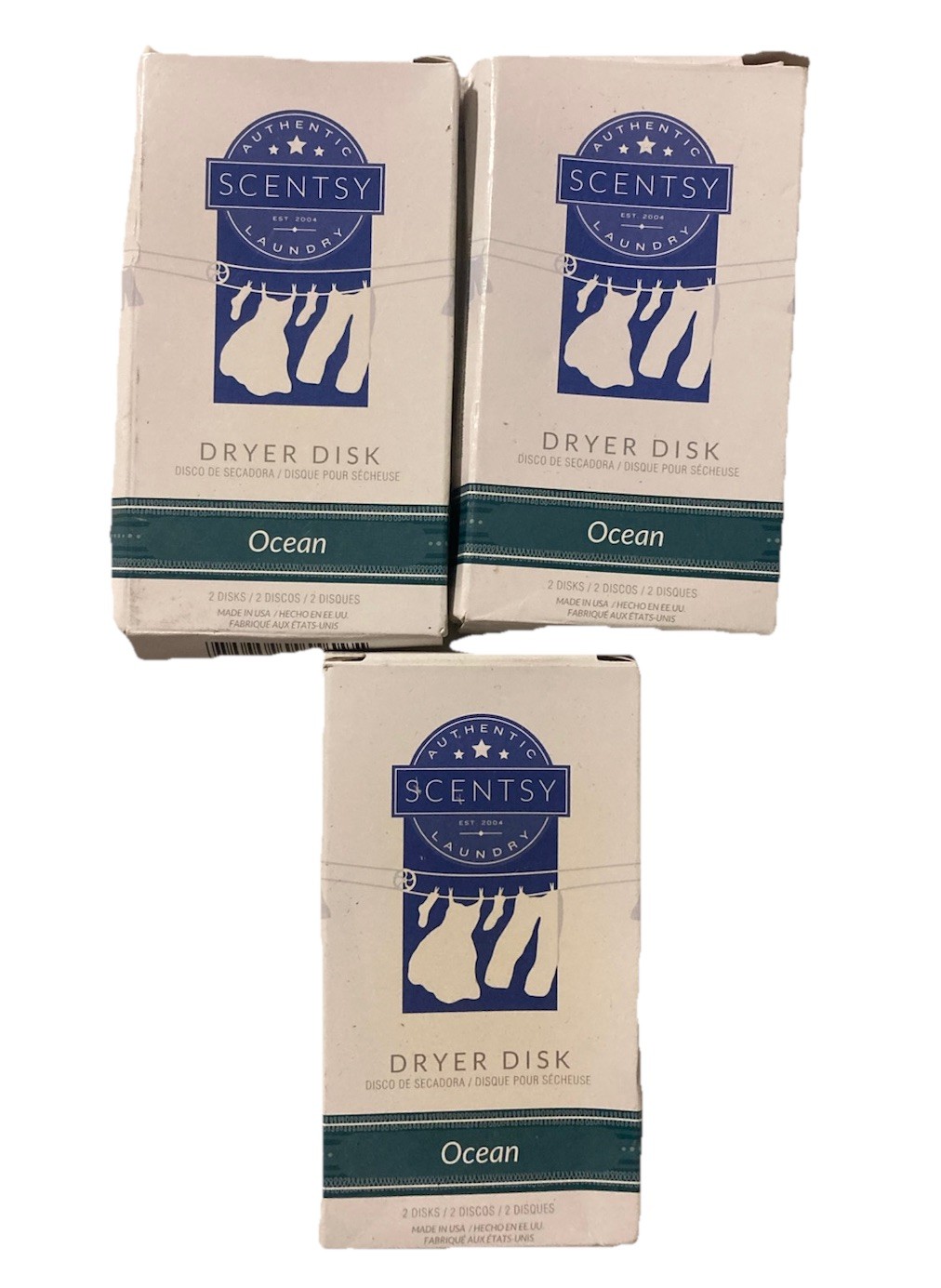 3 Packs Scentsy Dryer Disks OCEAN, 2 Discs Per pack.