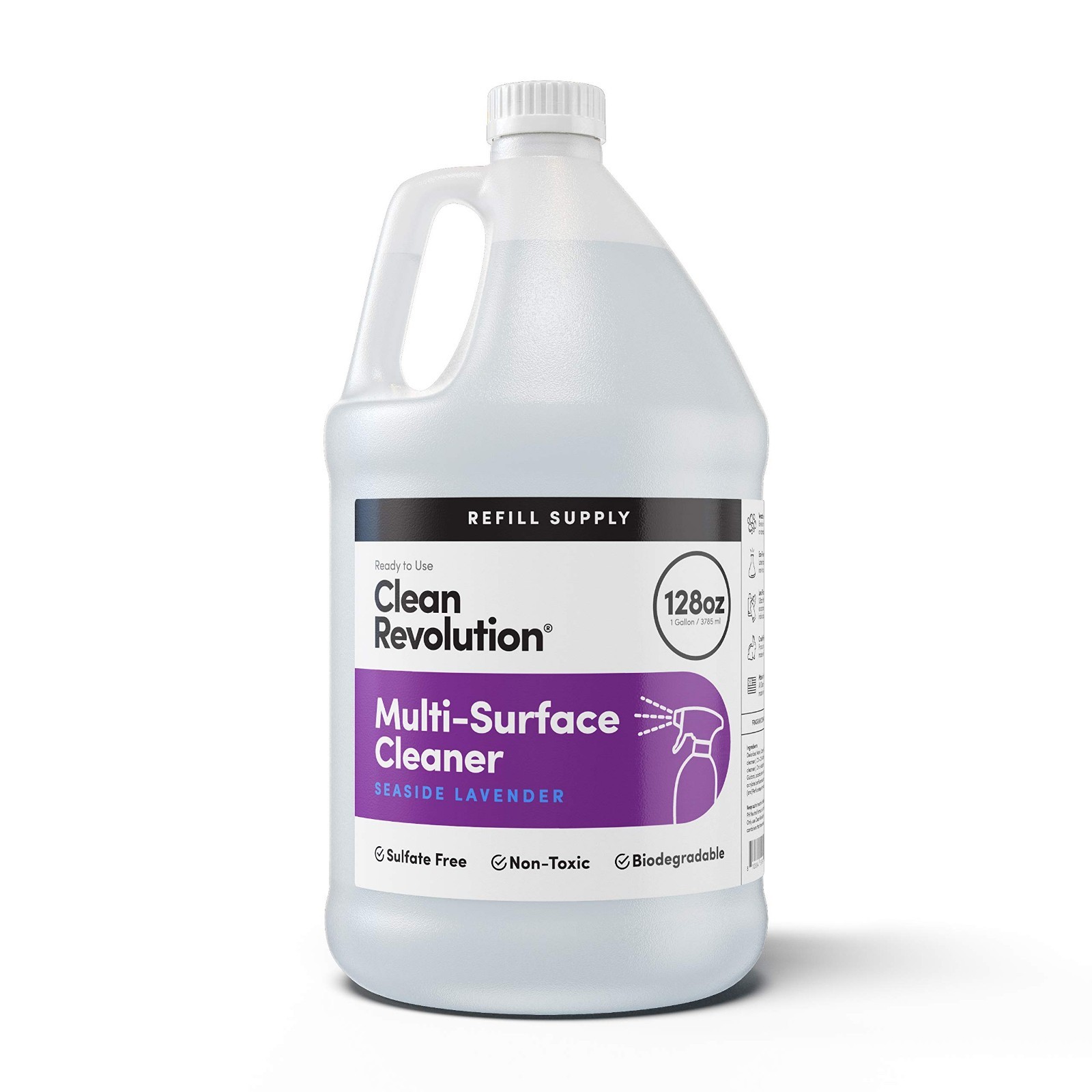 Eco-Friendly Multi Surface Cleaner Refill, Non-Toxic, Plant-Based, 128 Fl Oz, La