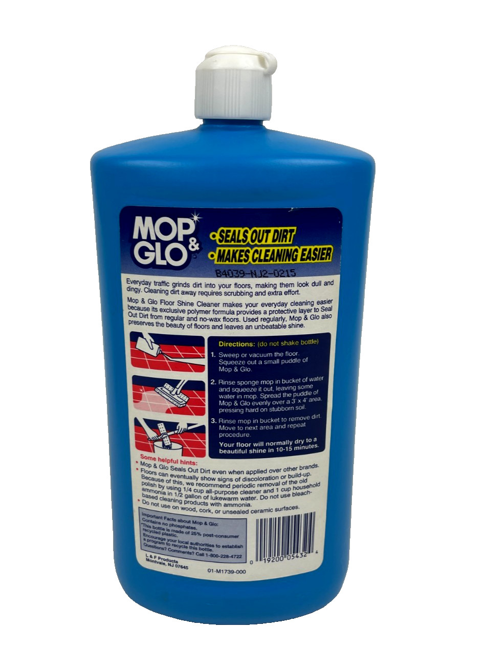 Vintage Mop & Glo Floor Shine Cleaner Movie Prop 1 Quart Bottle 32oz
