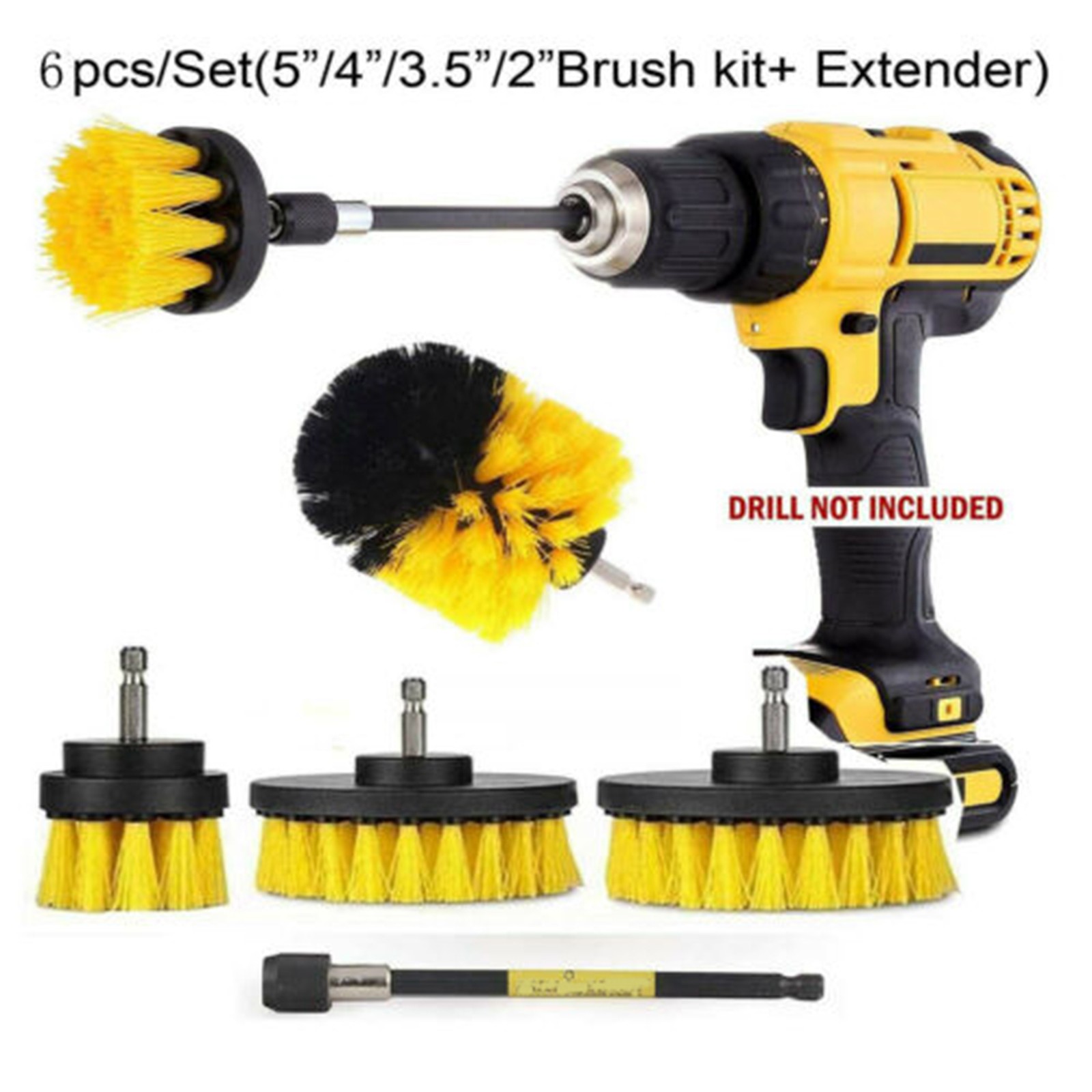 6Pcs Power Scrubber Cleaning Kit Drill Brush Set For Bathroom Tile Grout V1