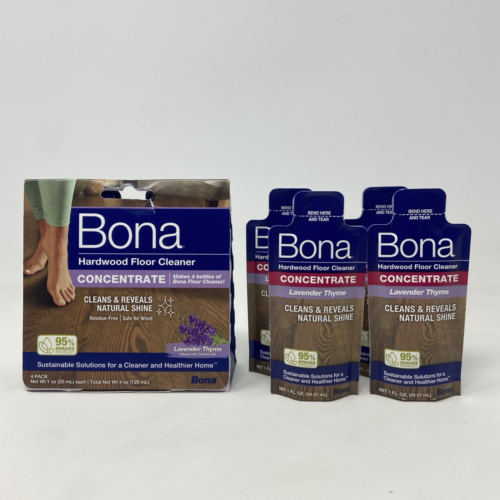 Bona Hardwood Floor Cleaner Concentrate, Lavender Thyme 1 Fl Oz, 8- Pack Lot