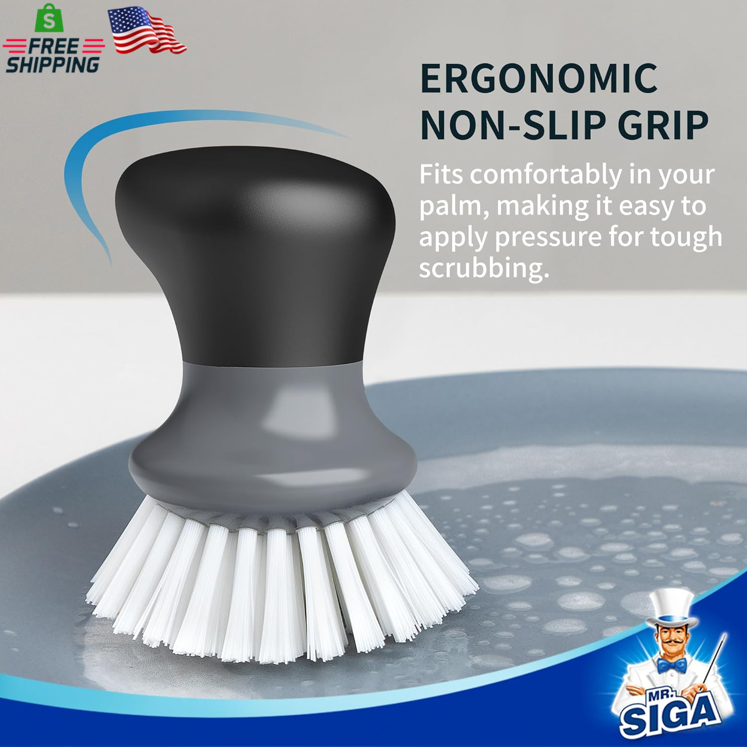 Unbranded VERO Safe Dish Scrub Brush Palm Grip Ergonomic Kitchen Scrubber 2 Pack