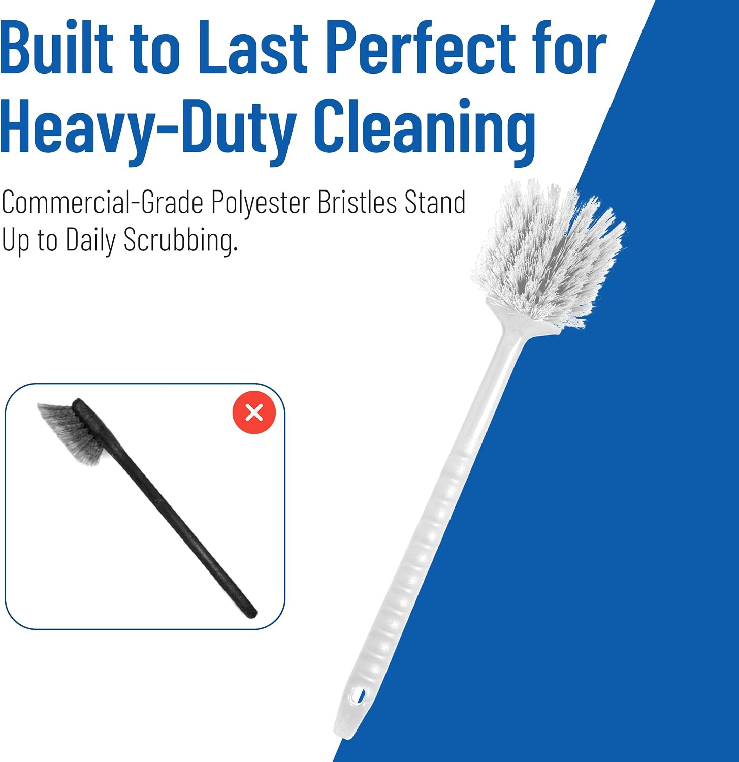 40501EC02 Plastic Large Scrub Brush, Kitchen Brush, Utility Brush with Long Hand