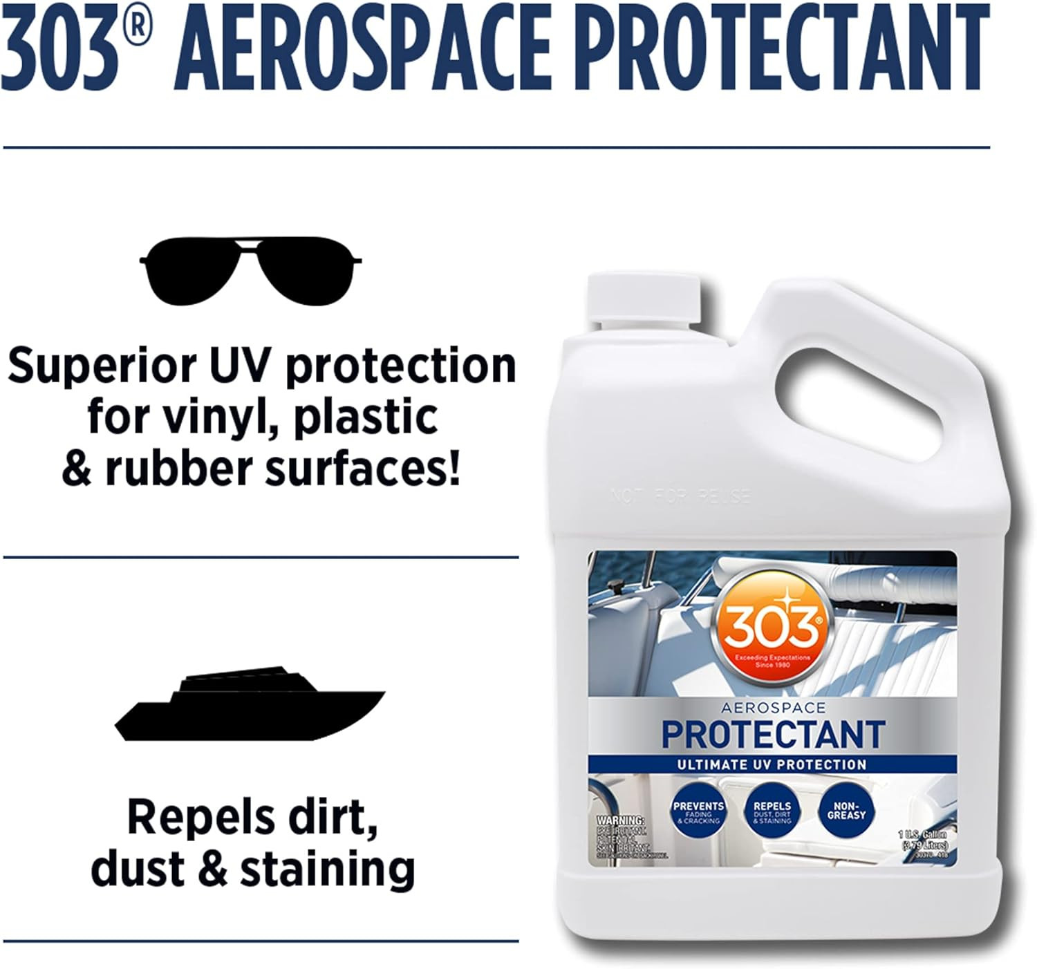 Marine Aerospace Protectant Spray, UV Protection for Boat Vinyl & Surfaces – Rep