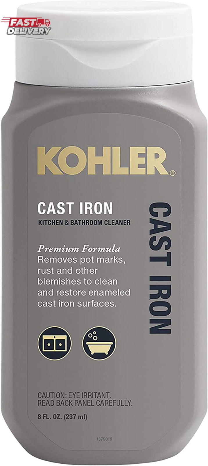KOHLER K-23725-NA Cast Iron Cleaner, for Kitchen and Bathroom, 8 Oz Bottle, Non-