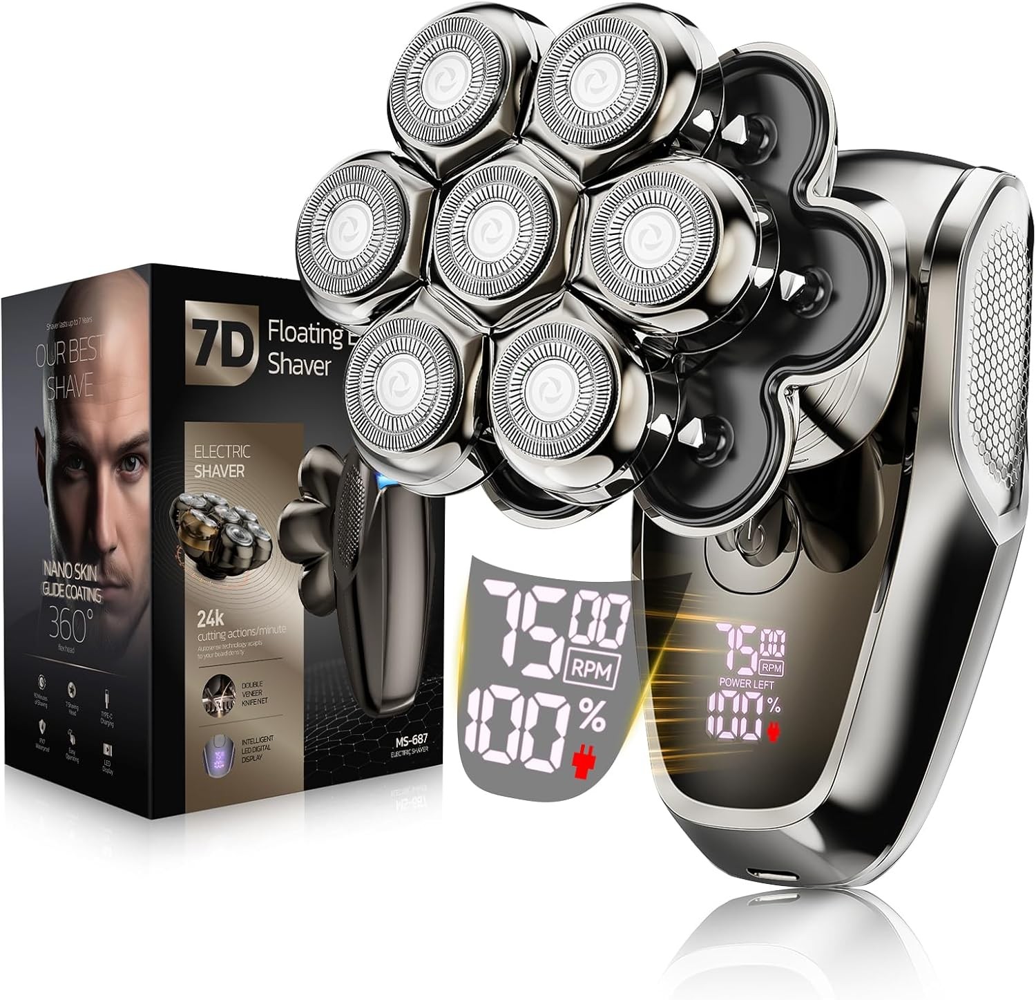 Head Shavers for Bald Men: 7D Detachable Electric Shaver -Father’s Day – IPX7