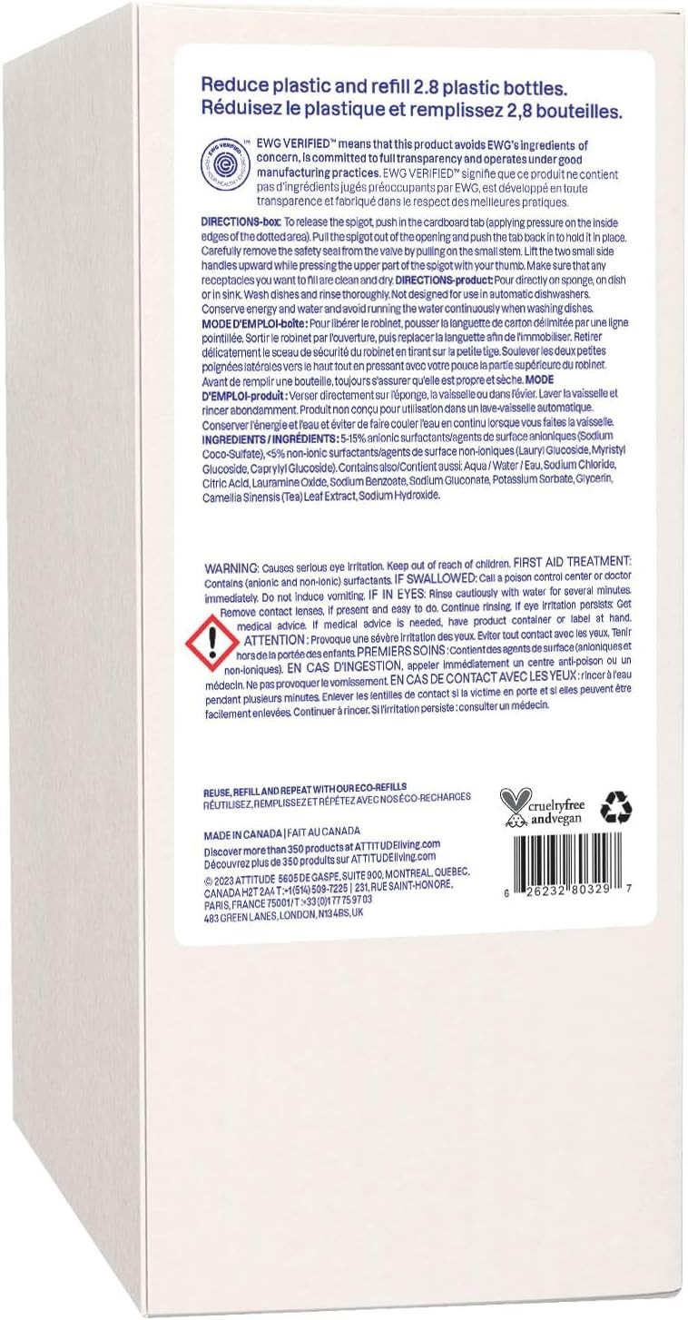 Sustainable Unscented Dish Soap Refill – 67.6 Fl Oz, EWG Verified & Cruelty-Free