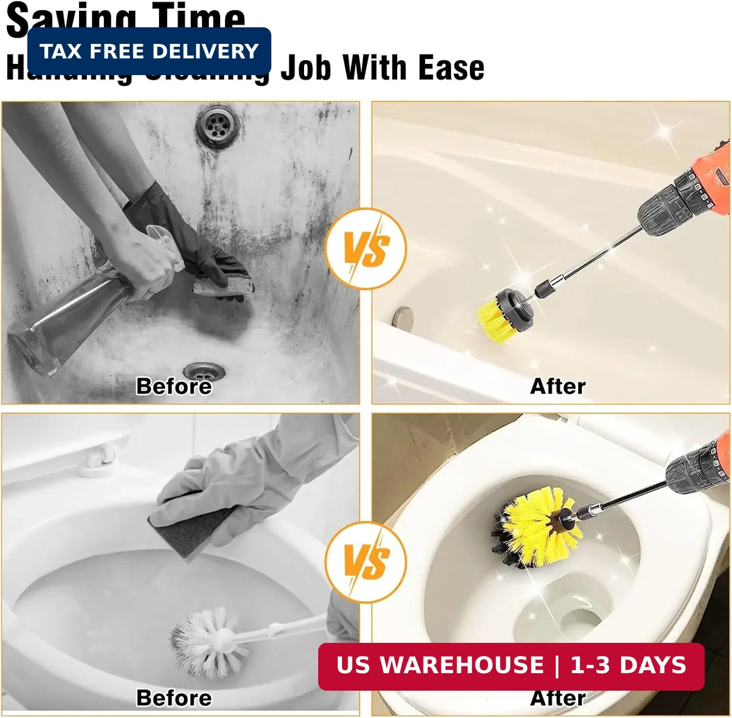8 Pcs Drill Brush Attachment Set, Power Cleaning Scrub Brush Kit with Extend Lon