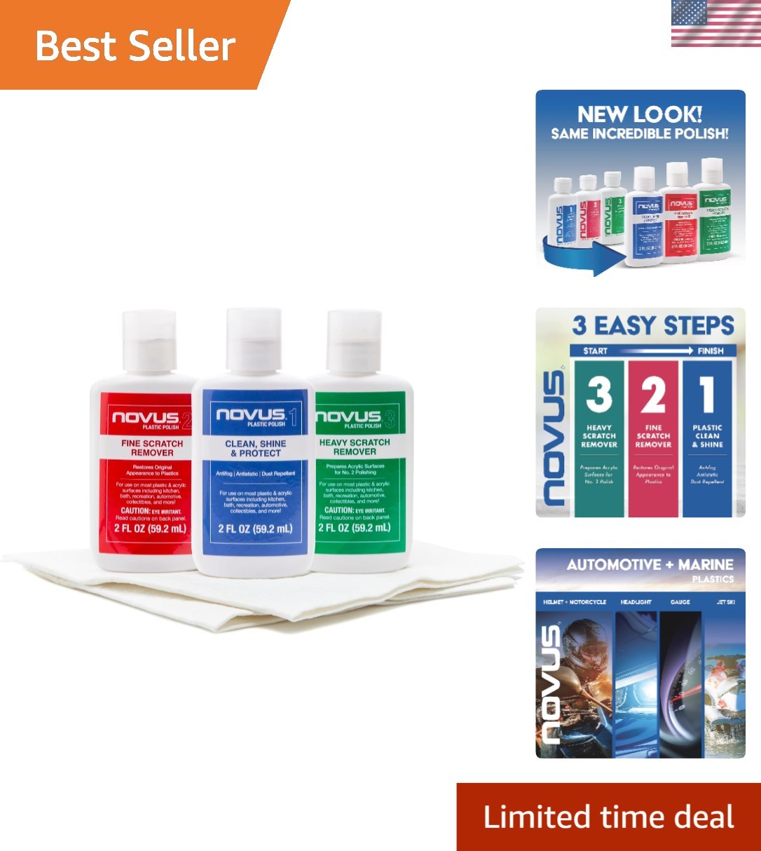 Ultimate Plastic Restoration Kit: Fine & Heavy Scratch Remover in 2oz Bottles
