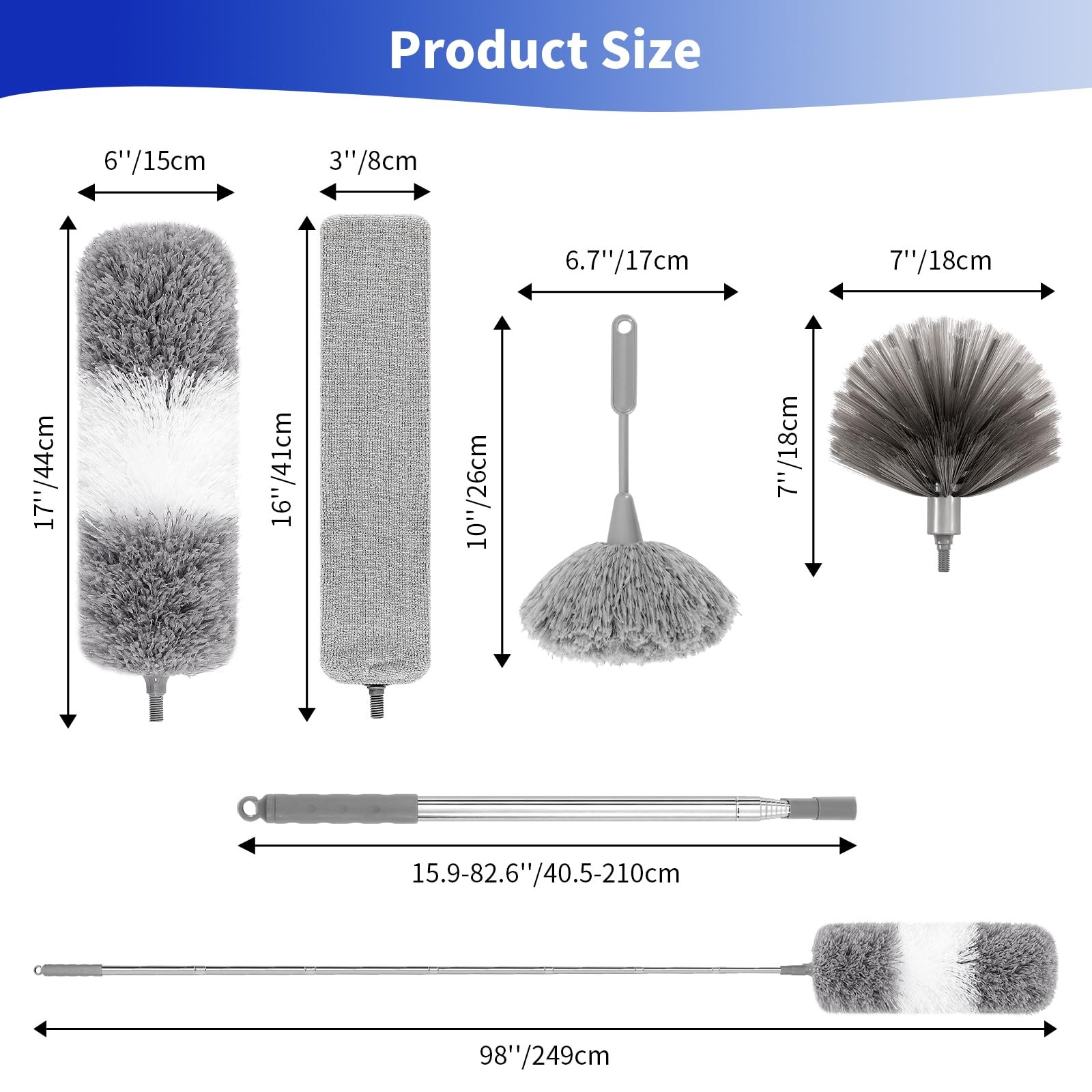 5PCS Dusters for Cleaning, Extendable Microfiber Duster with Extension Pole U…