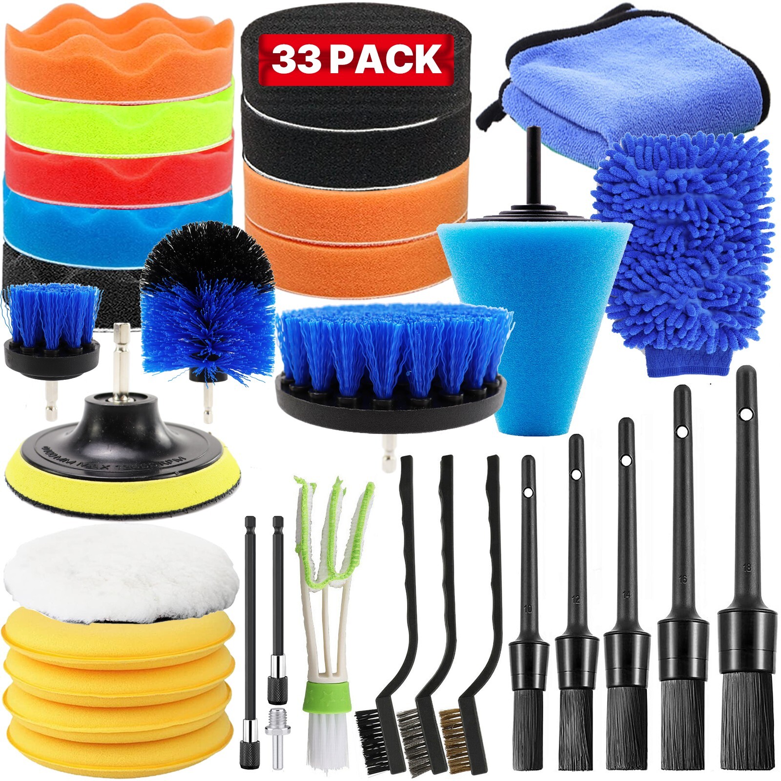 33x All Purpose Cleaning Kit Electric Drill Brush Attachment Set Power Scrubber