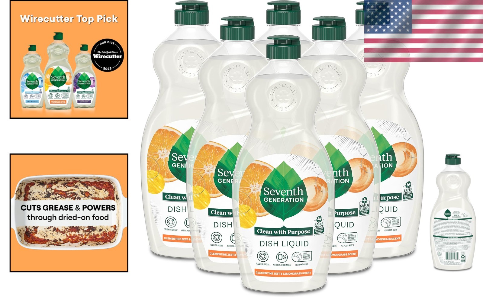 Eco-Friendly Seventh Generation Dish Soap – 19oz x 6, Essential Oils Fresh Scent