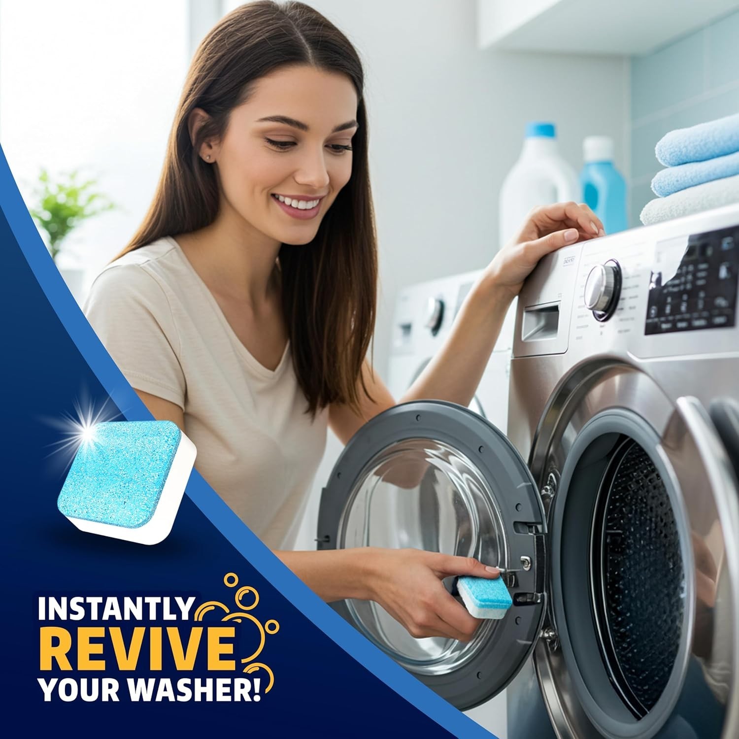 Bastion Washing Machine Cleaner, Deodorizer, & Descaler – 24 pack