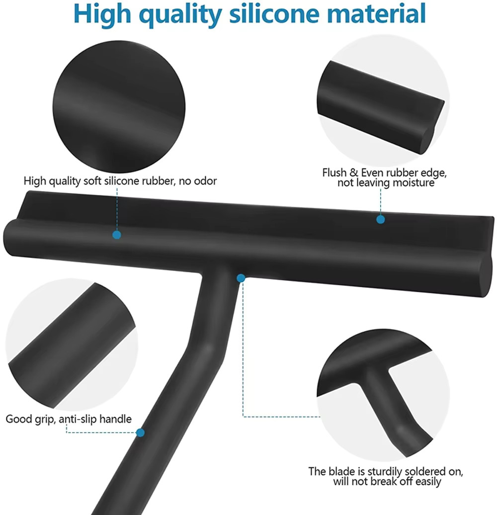 Shower Squeegee for Glass Door Shower Wall Scraper Cleaner With Silicone Holder