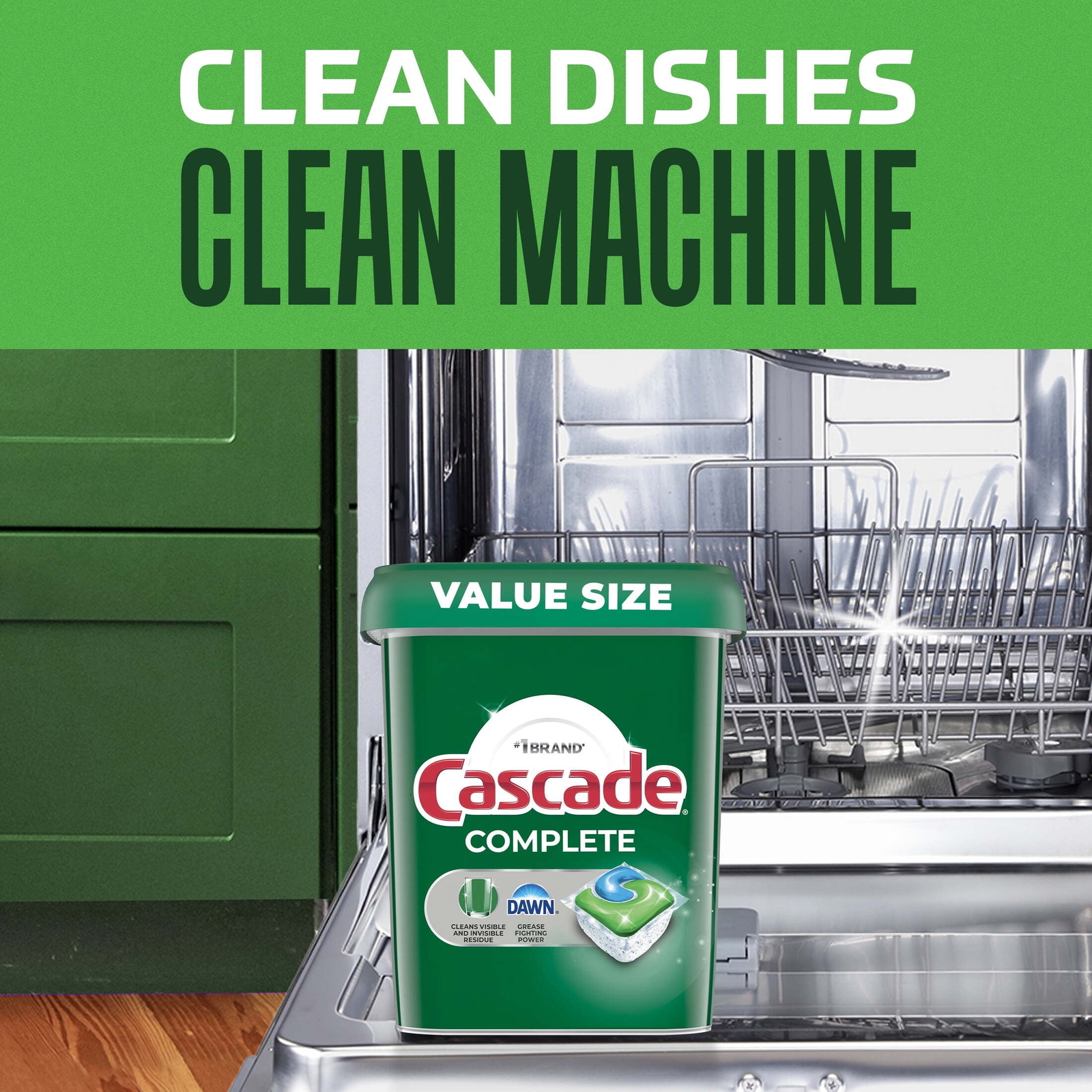 Cascade Complete Dishwasher Pods, Action Pacs Detergent Tabs, Fresh, 100 Count