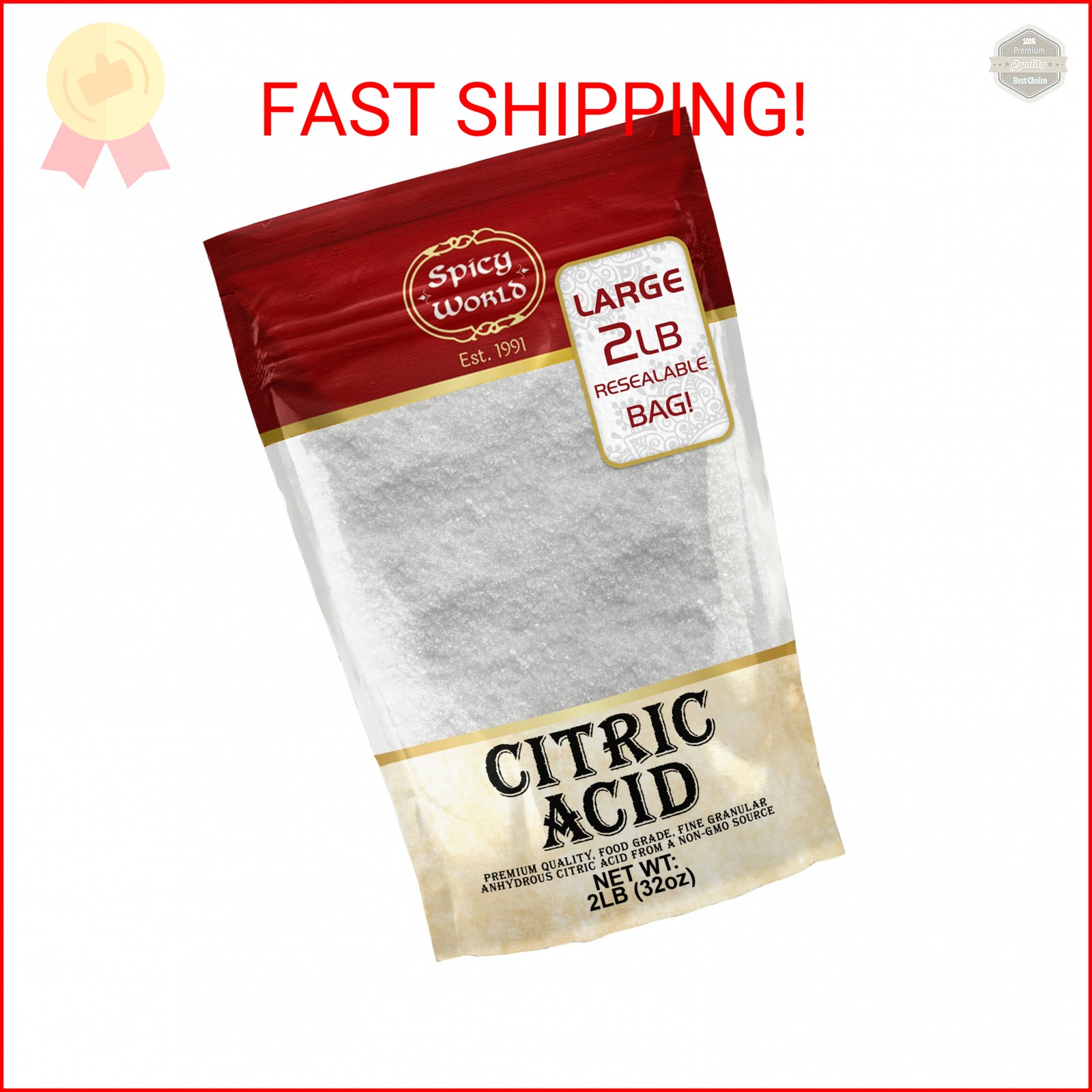 Citric Acid 2 LB Bag – 100% Pure, Food Grade & Non-GMO – Citric Acid Powder For