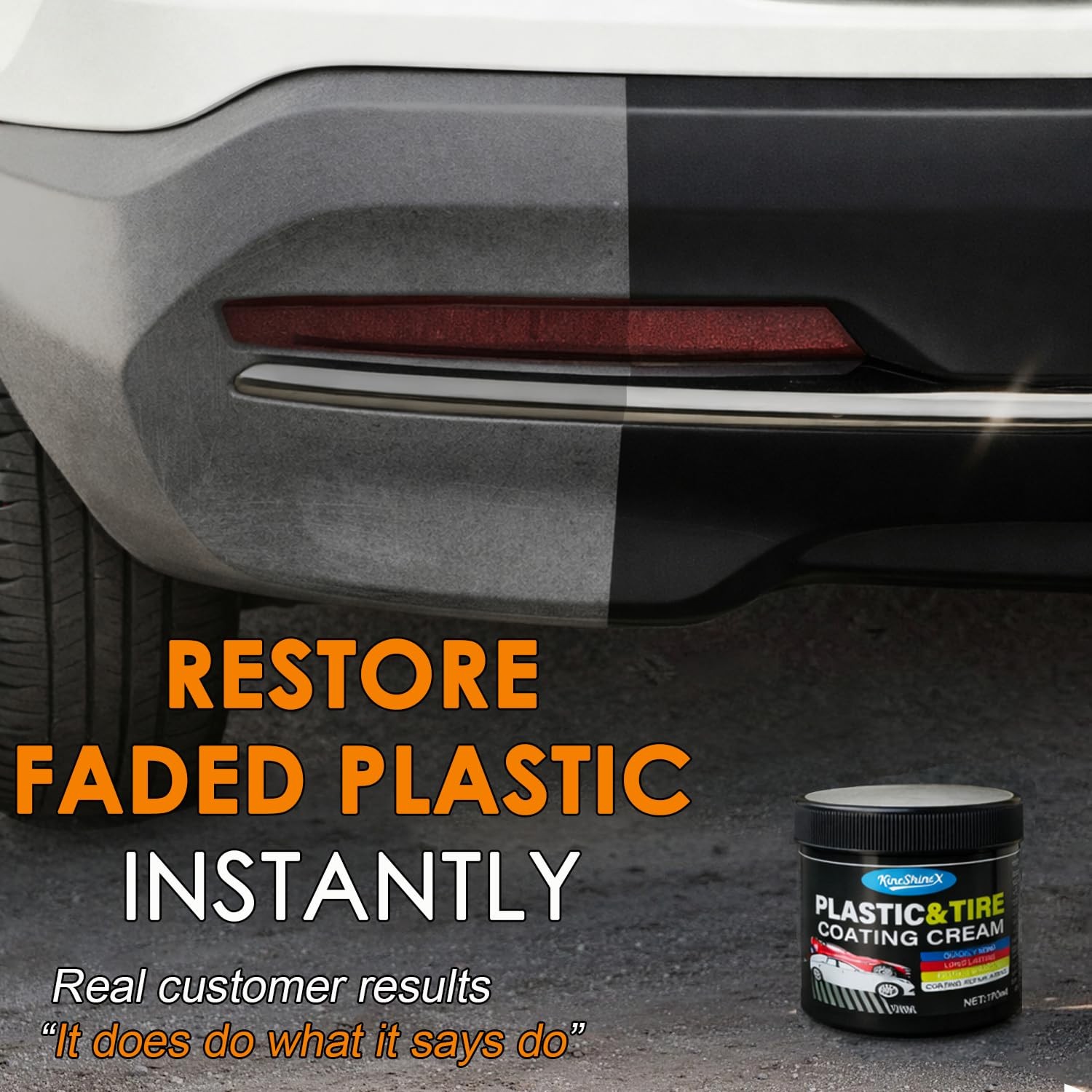Black Trim Restorer, Plastic Restorer for Cars – Restore Faded Bumpers, Plastic,