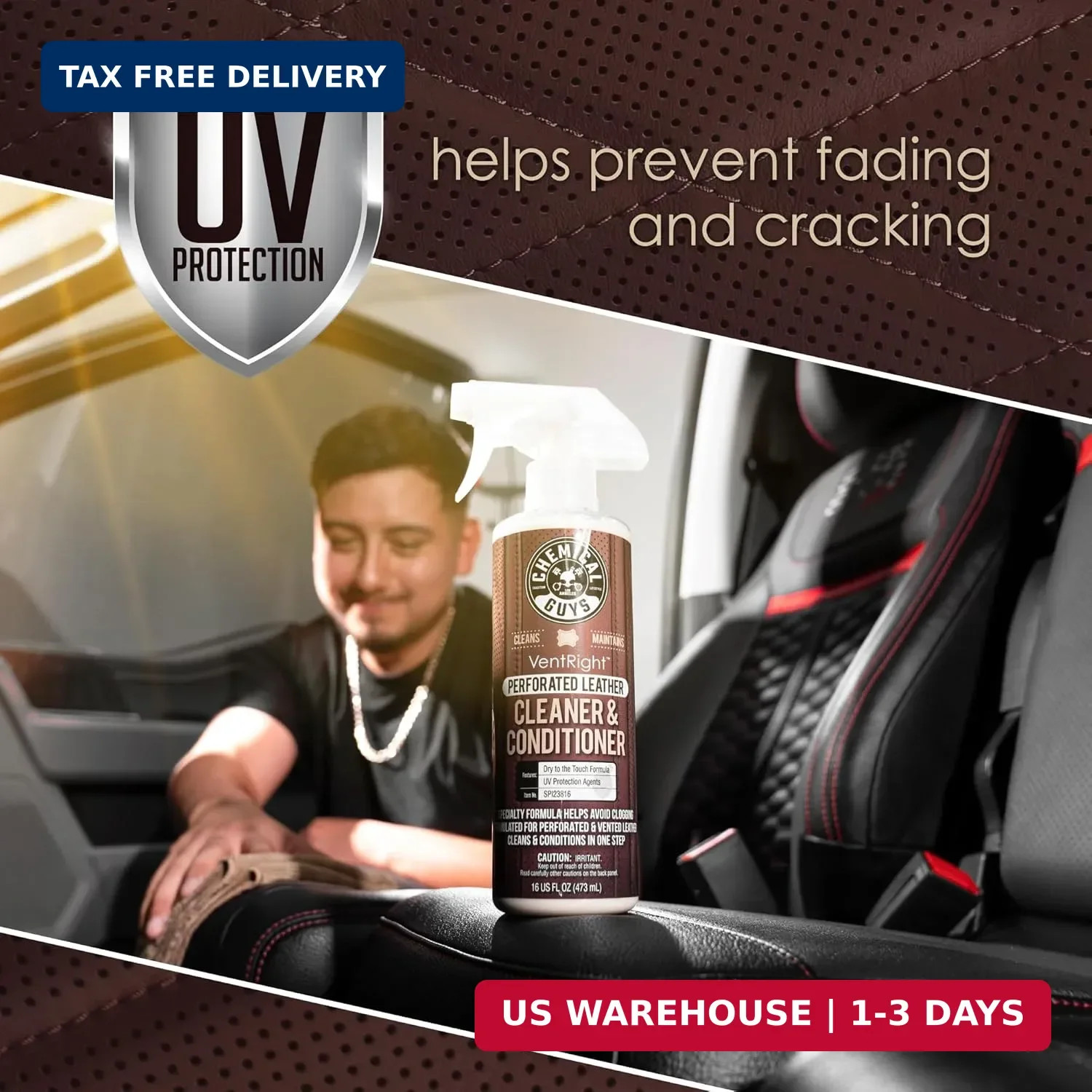 Chemical Guys VentRight Perforated Leather Cleaner and Conditioner Deep Cleaning