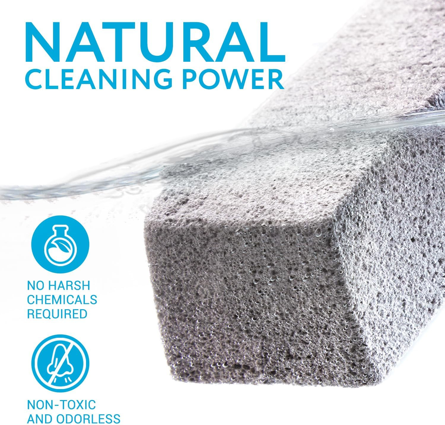Pumice Stone Toilet Cleaner with Handle – 2 Count, White Hard Water Stain Rem…