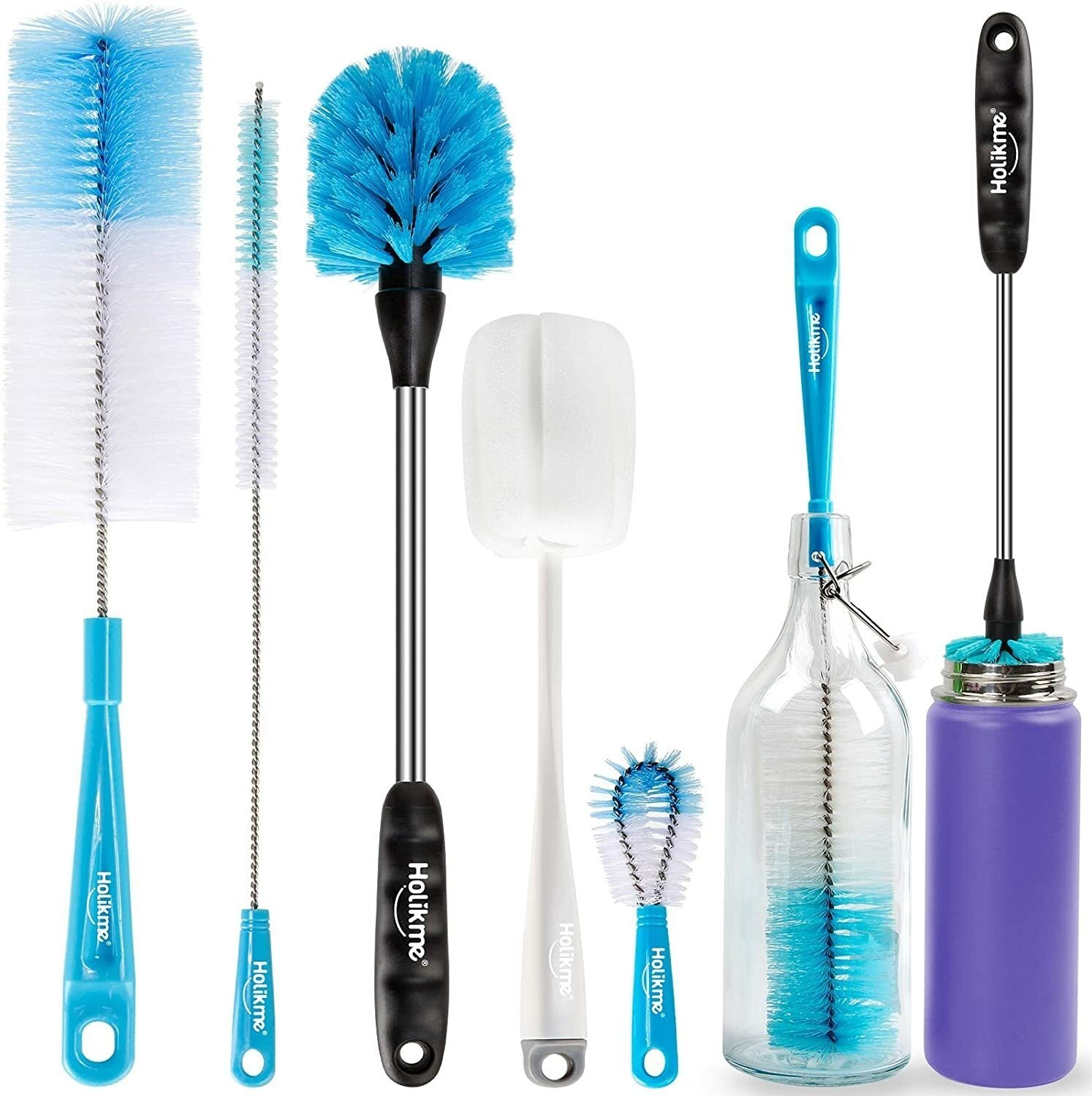 5 Pack Bottle Brush Cleaning Set，Long Handle Bottle Cleaner for Washing Narrow