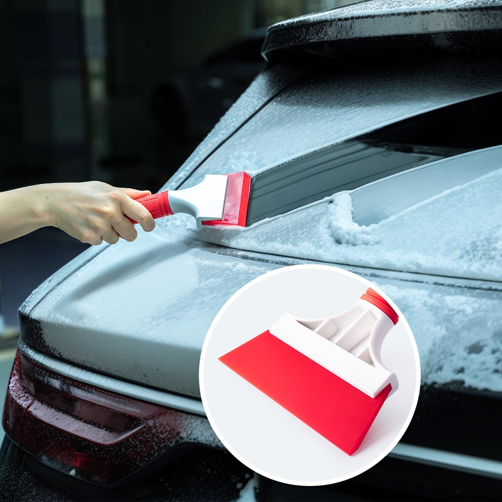 2 Pack Car Squeegee, 5 inchs & 2 inchs Rubber Blade with Anti-Slip Handle Win…