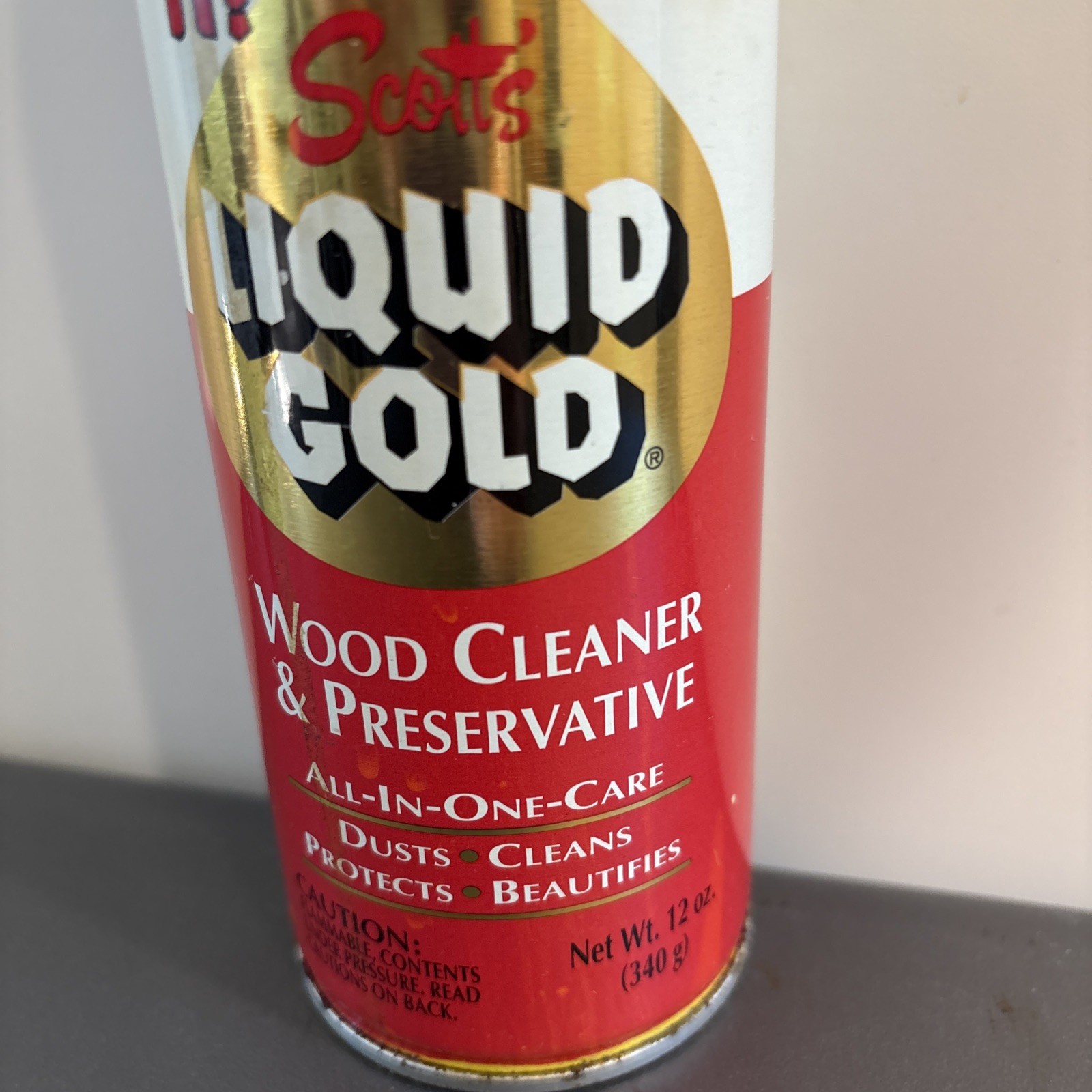 Scott’s Liquid Gold Aerosol Wood Cleaner 12oz 340g Red Top 90% full discontinue