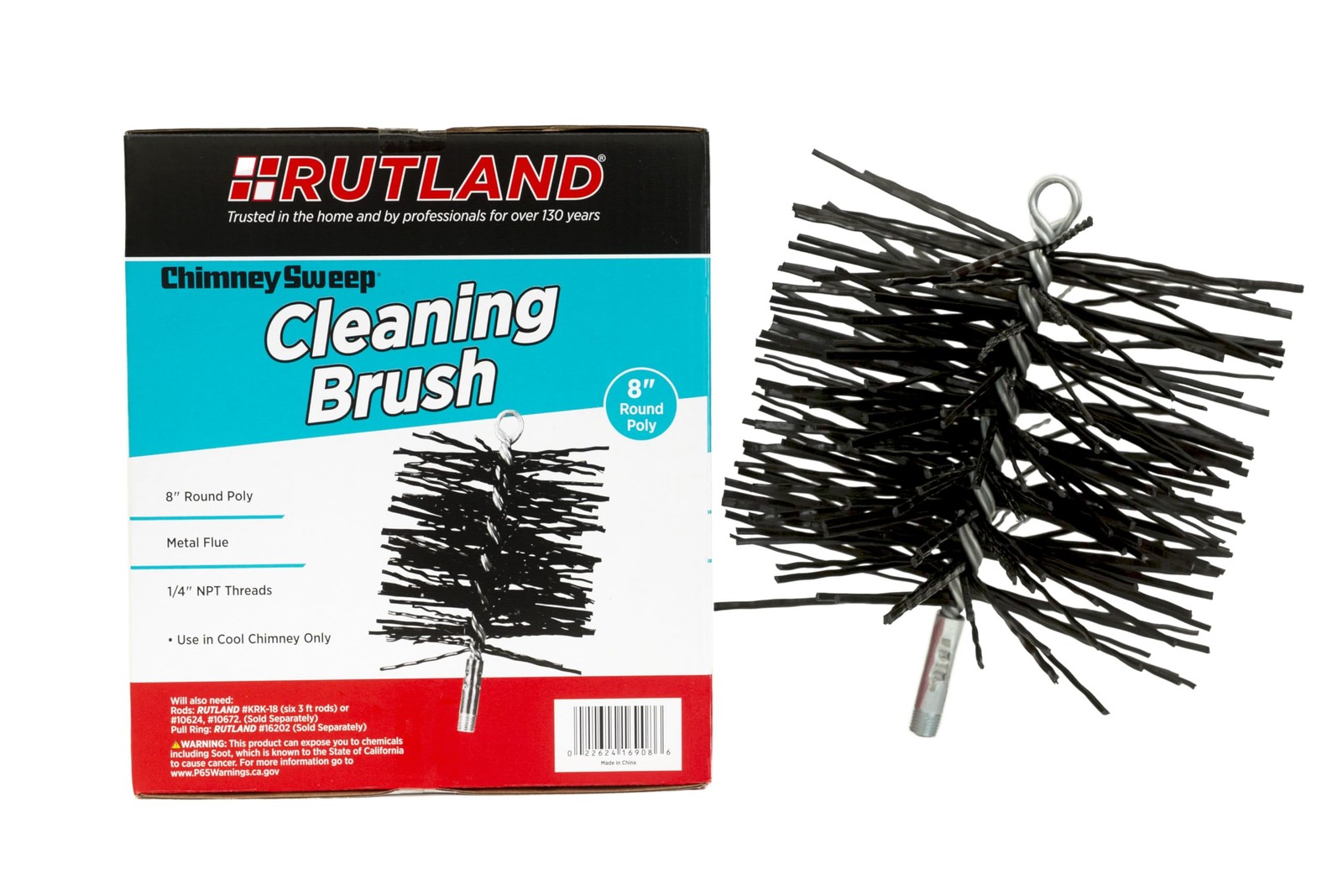 8-Inch Poly Chimney Cleaning Brush for Efficient Flue Maintenance & Care