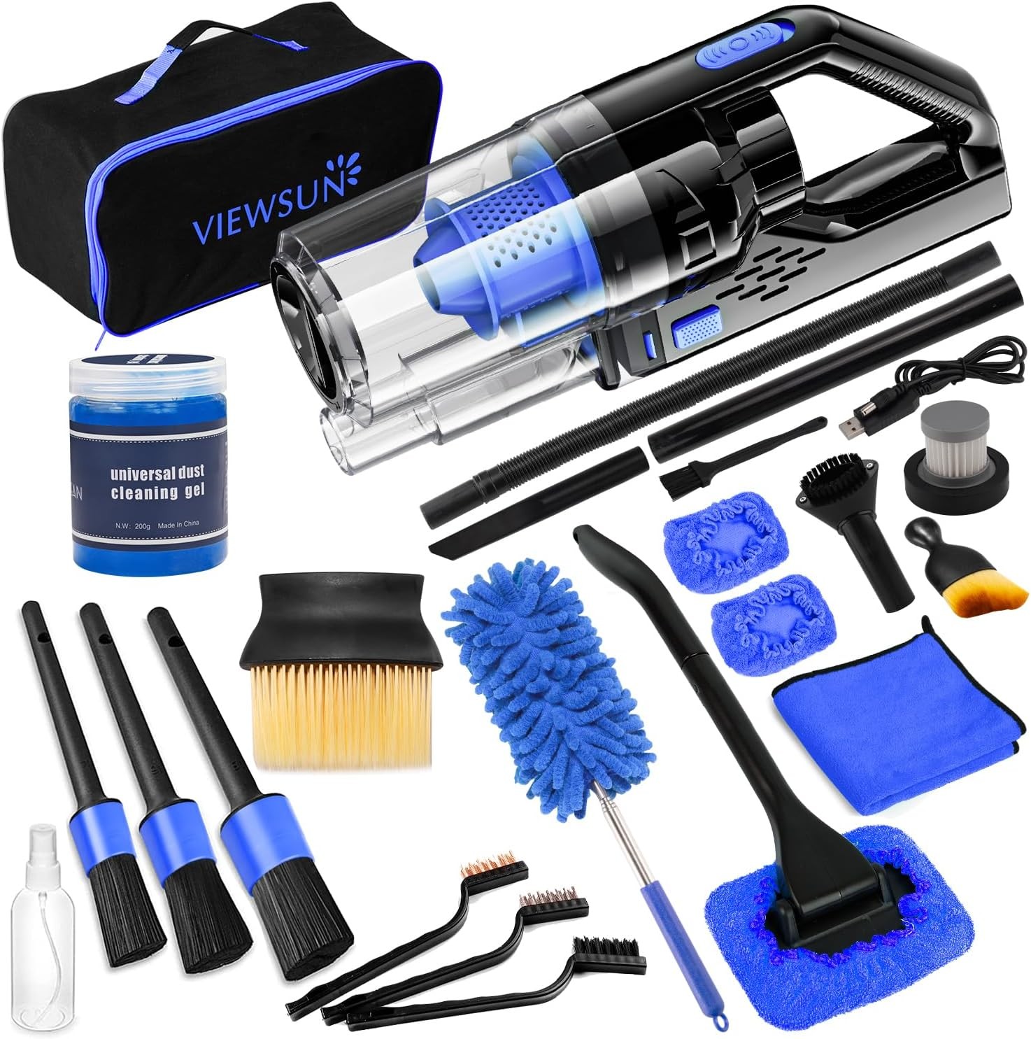 Car Cleaning Kit,CarInterior Detailing with Handheld Vacuum,Complete Accessories