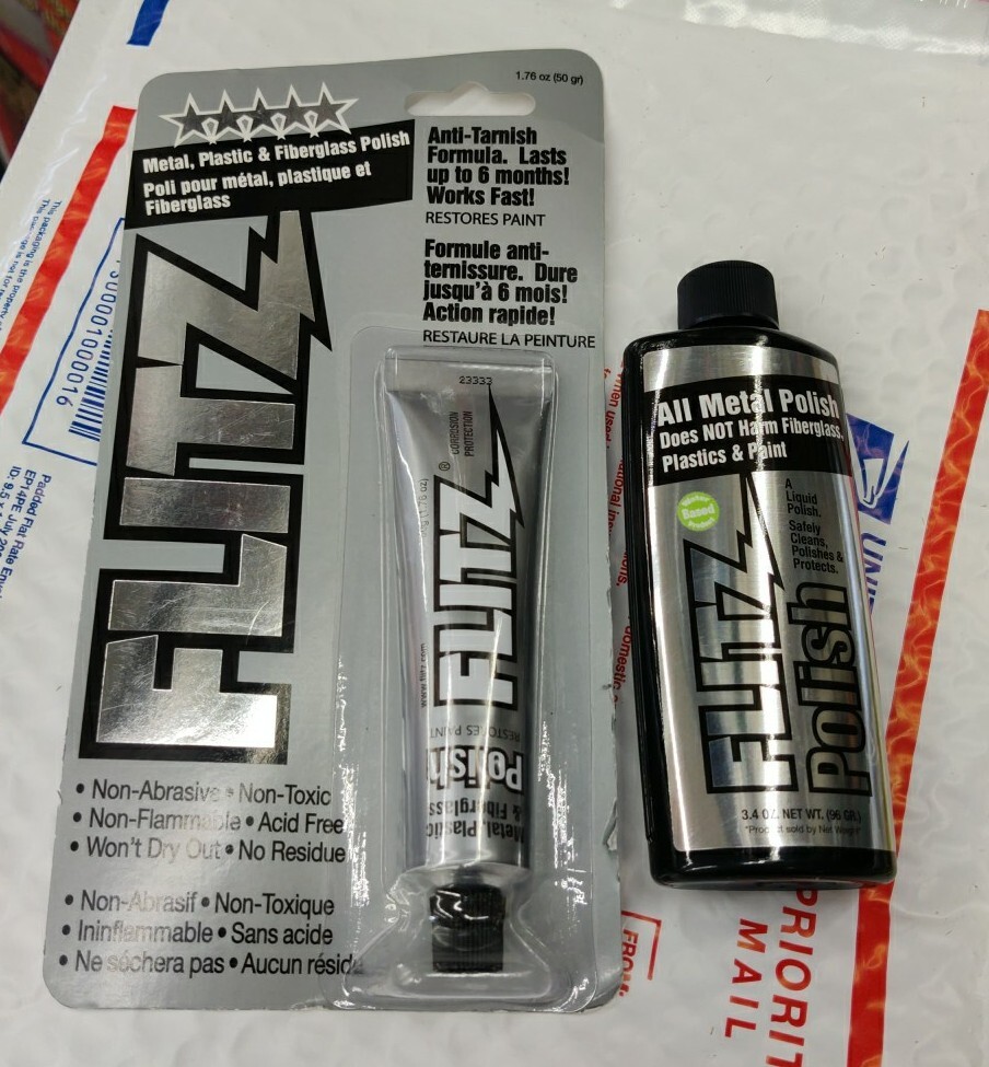 FLITZ Metal Polish 50 Gram 1.75 oz. Tube & Flitz Bottle 3.4oz Combo