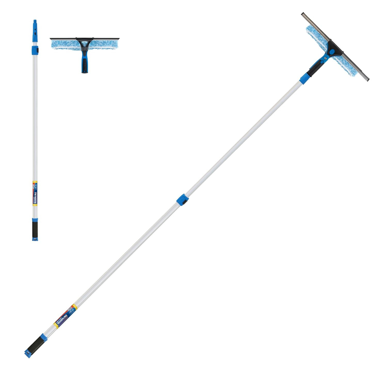 Professional 2-In-1 Squeegee and Scrubber, 14” Window Cleaning Tool and 8’ Conne