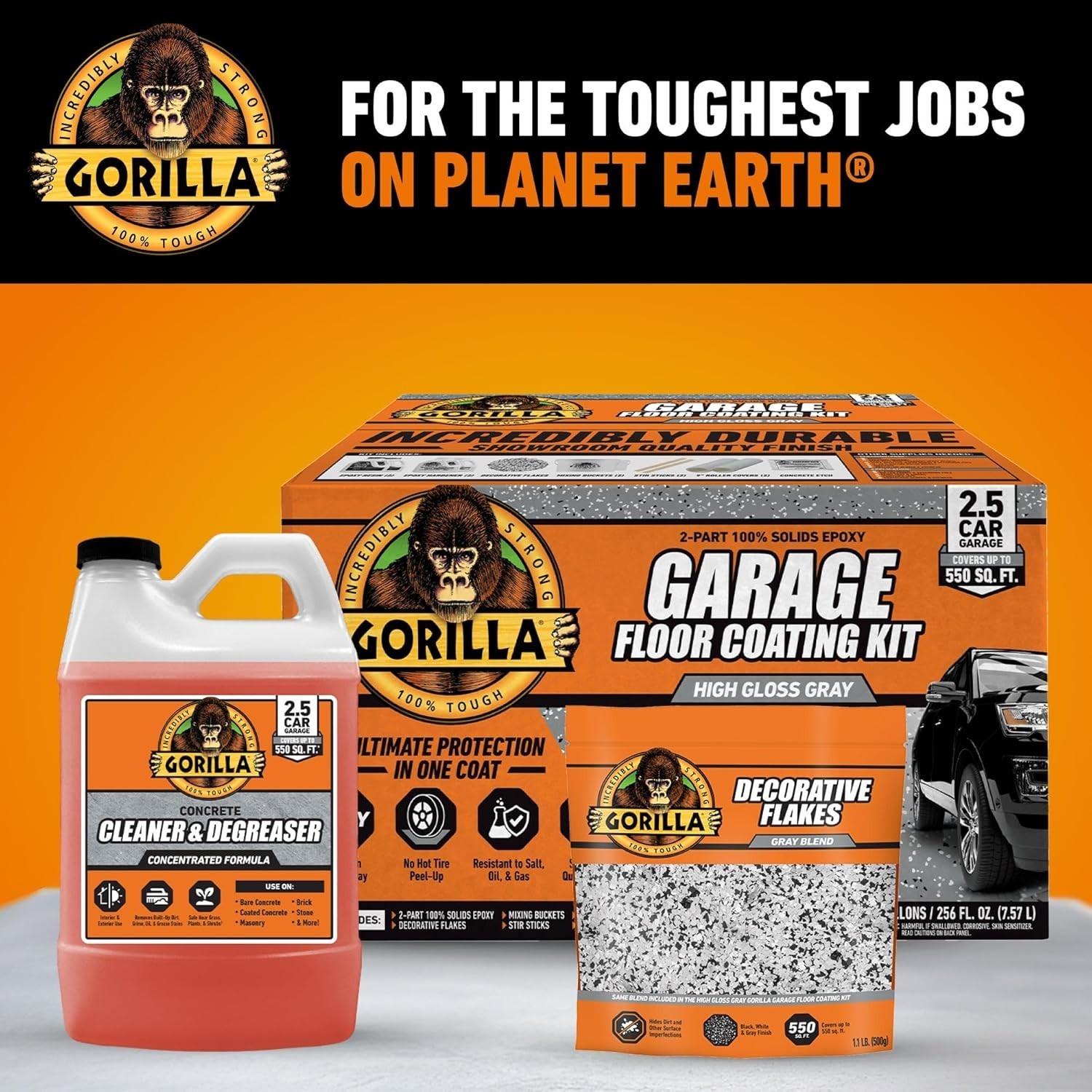 Gorilla Concrete Cleaner Degreaser 64oz Concentrate Removes Oil Grease
